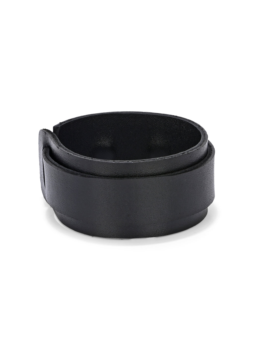 Perforated Minimalist Black Leather Cuff