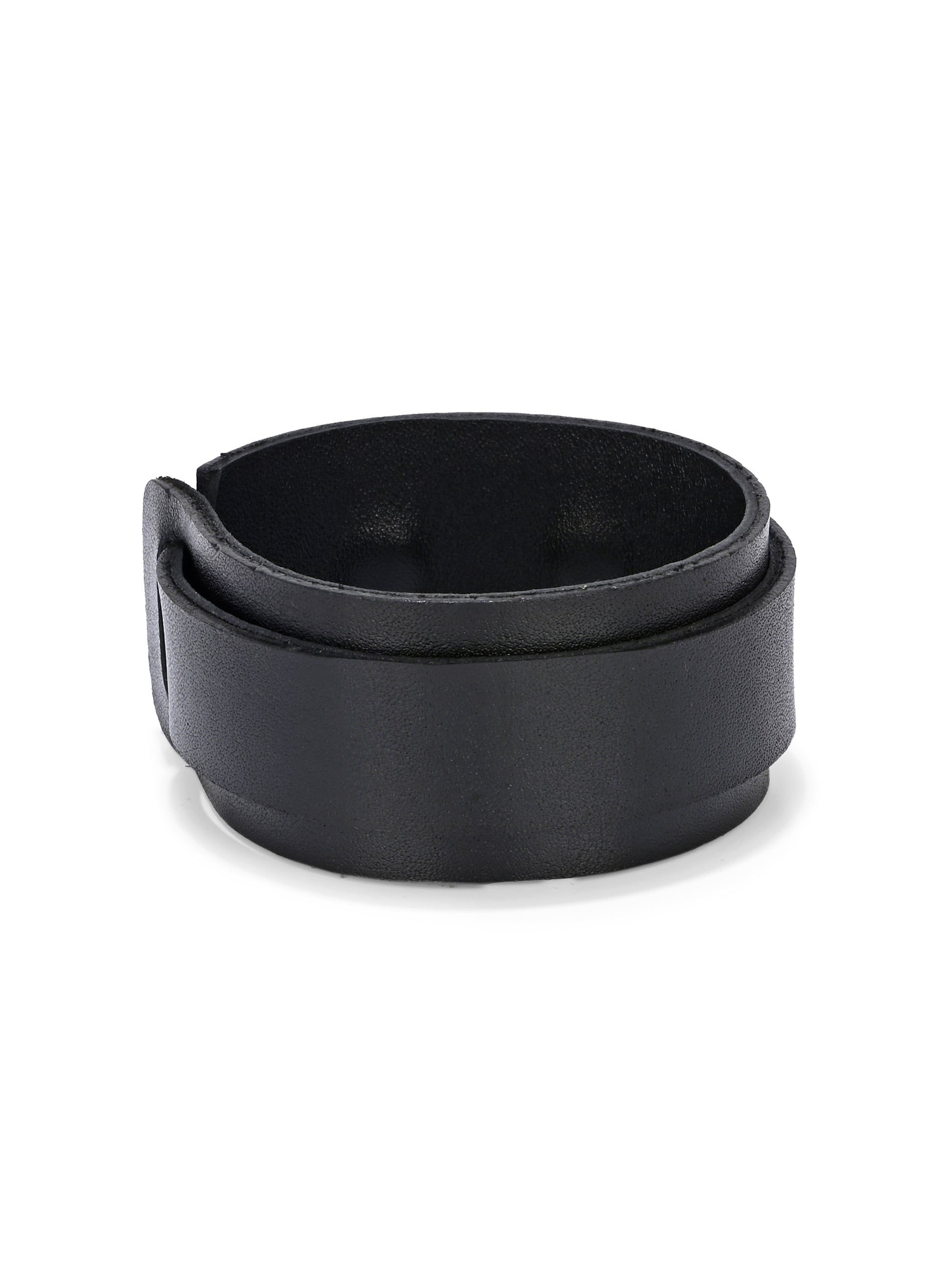 Perforated Minimalist Black Leather Cuff