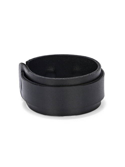 Perforated Minimalist Black Leather Cuff