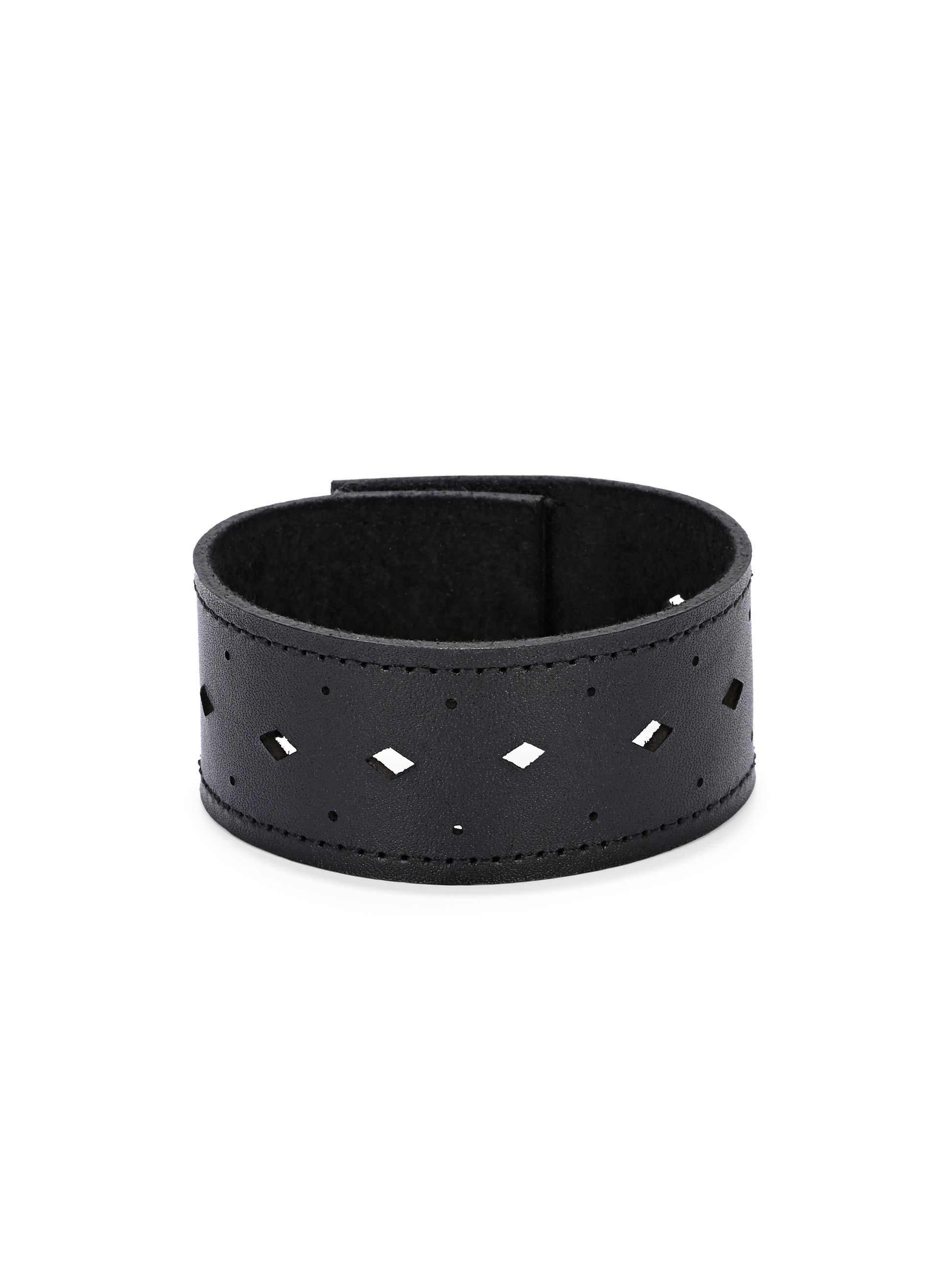 Rugged Black Buckle Leather Wristband