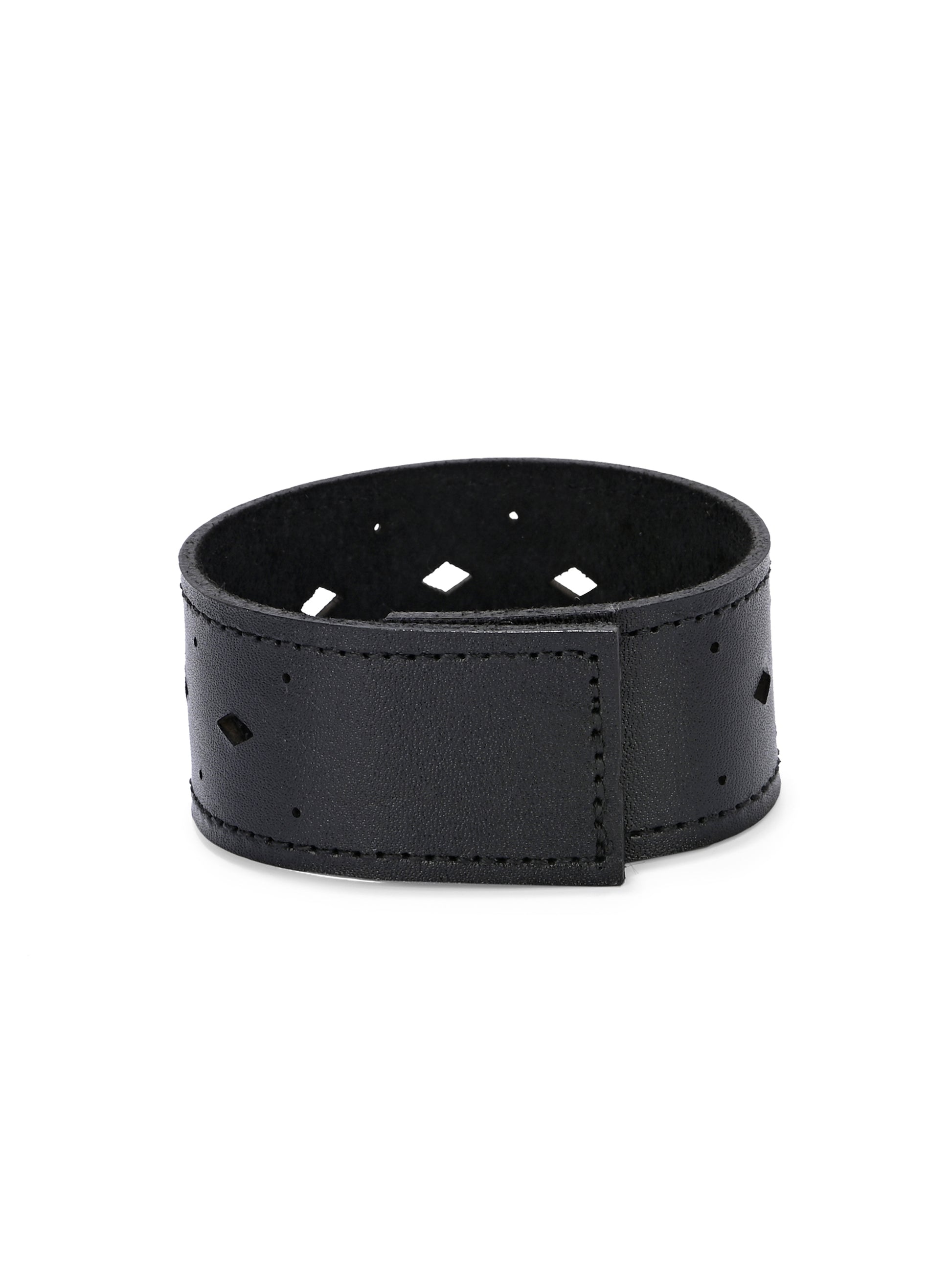 Rugged Black Buckle Leather Wristband
