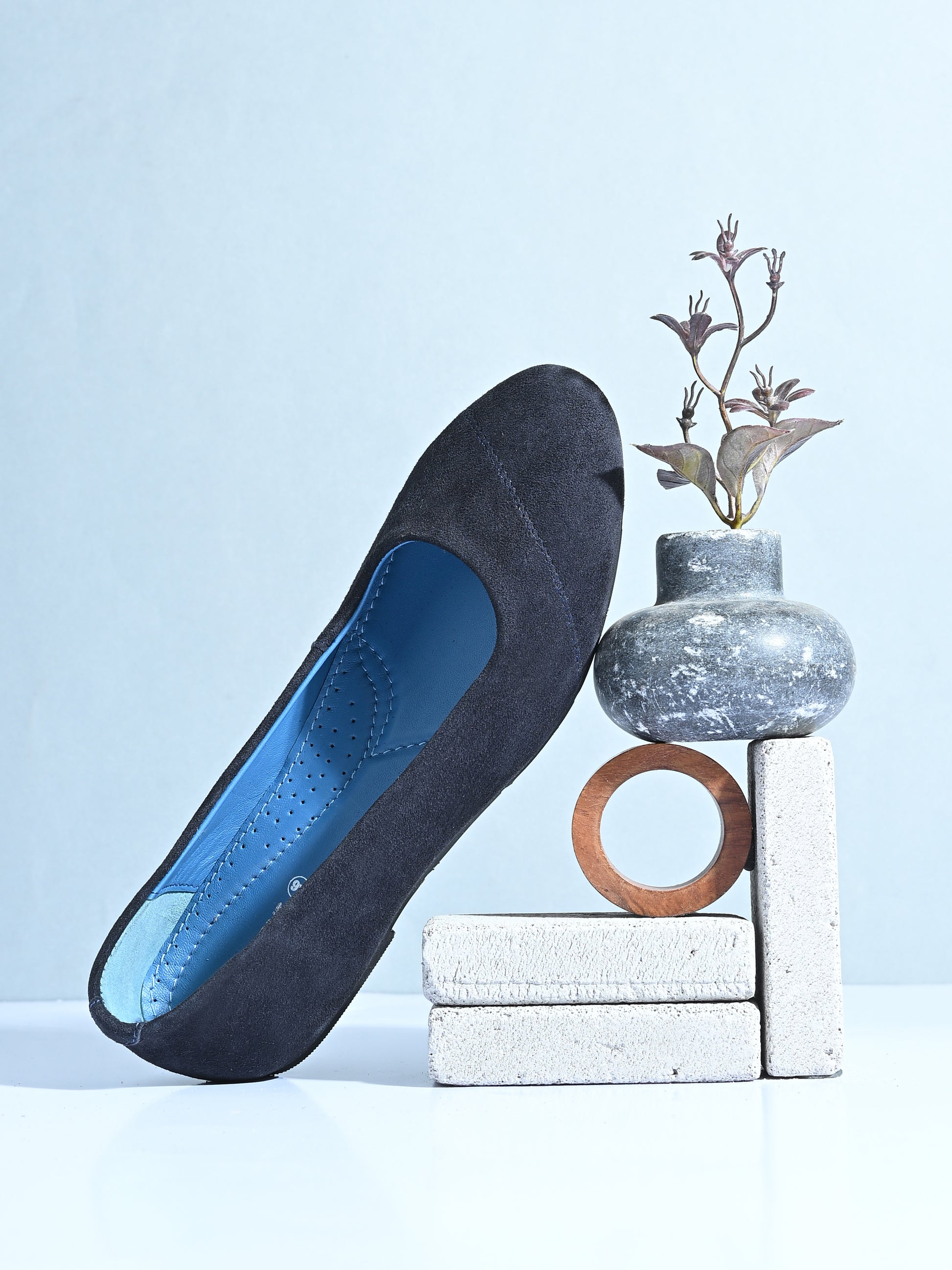 Charcoal Classic Suede Ballerinas