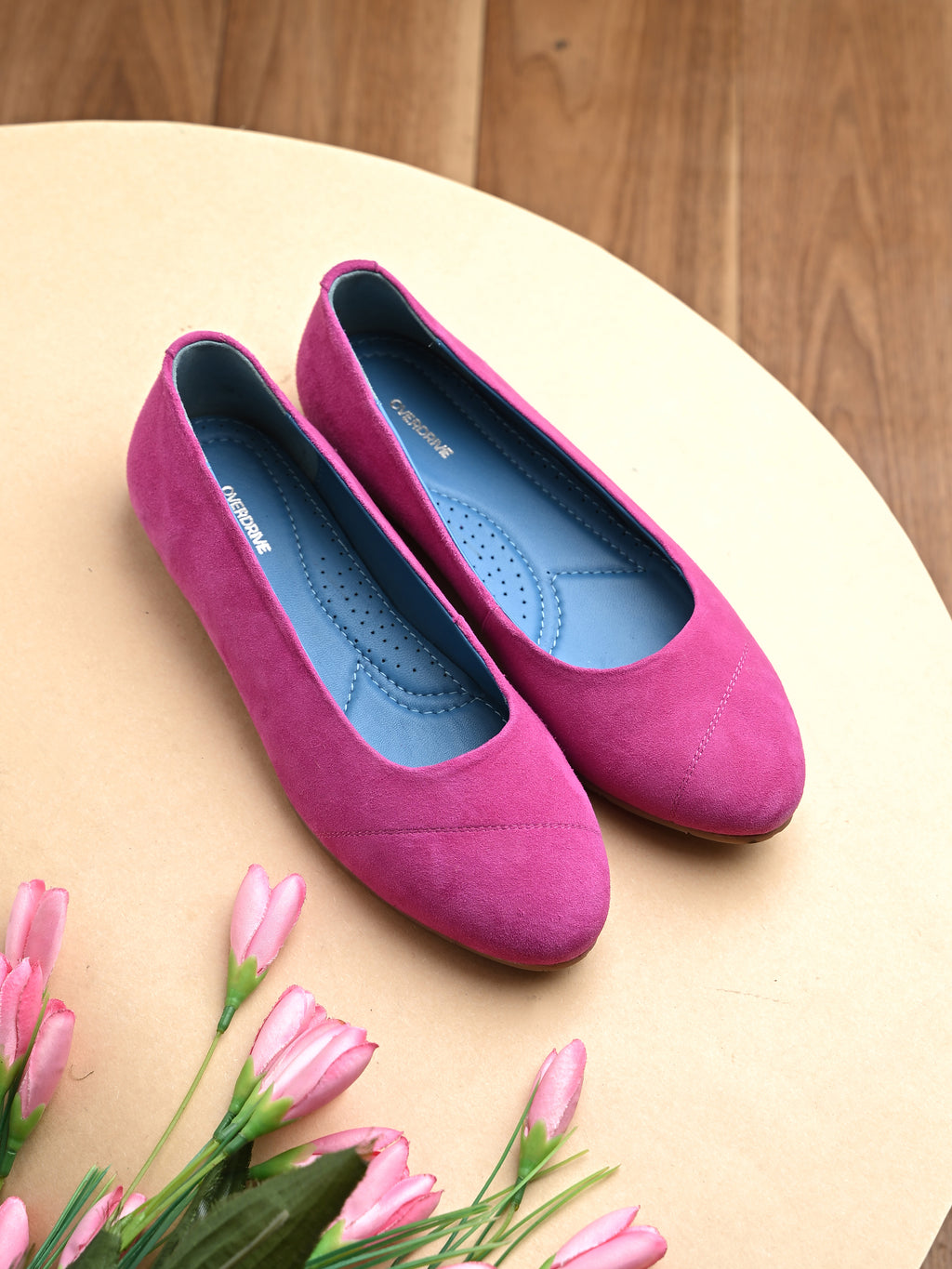 Fuchsia Pop Suede Ballerinas