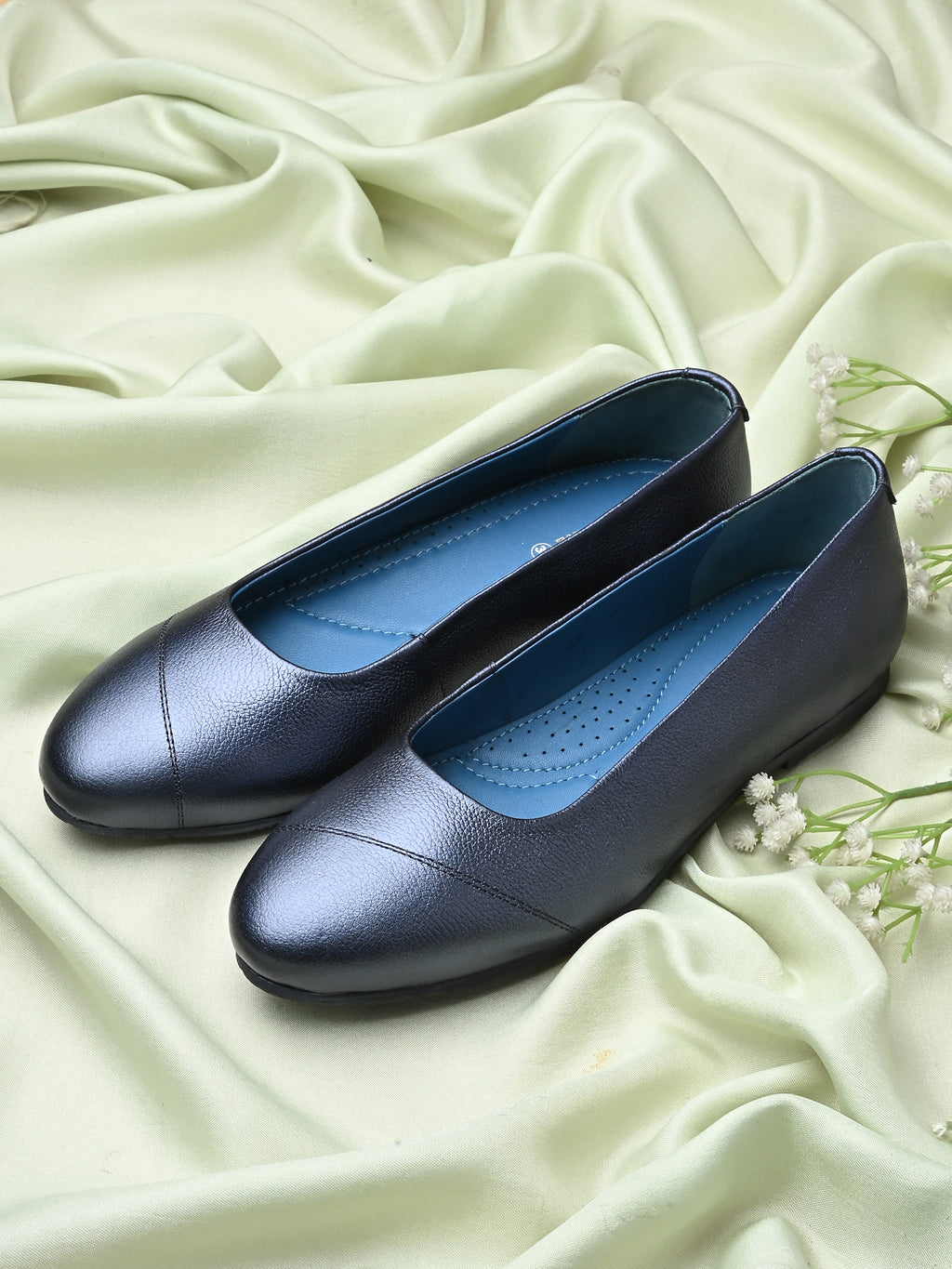 Indigo Luxe Genuine Leather Ballerinas