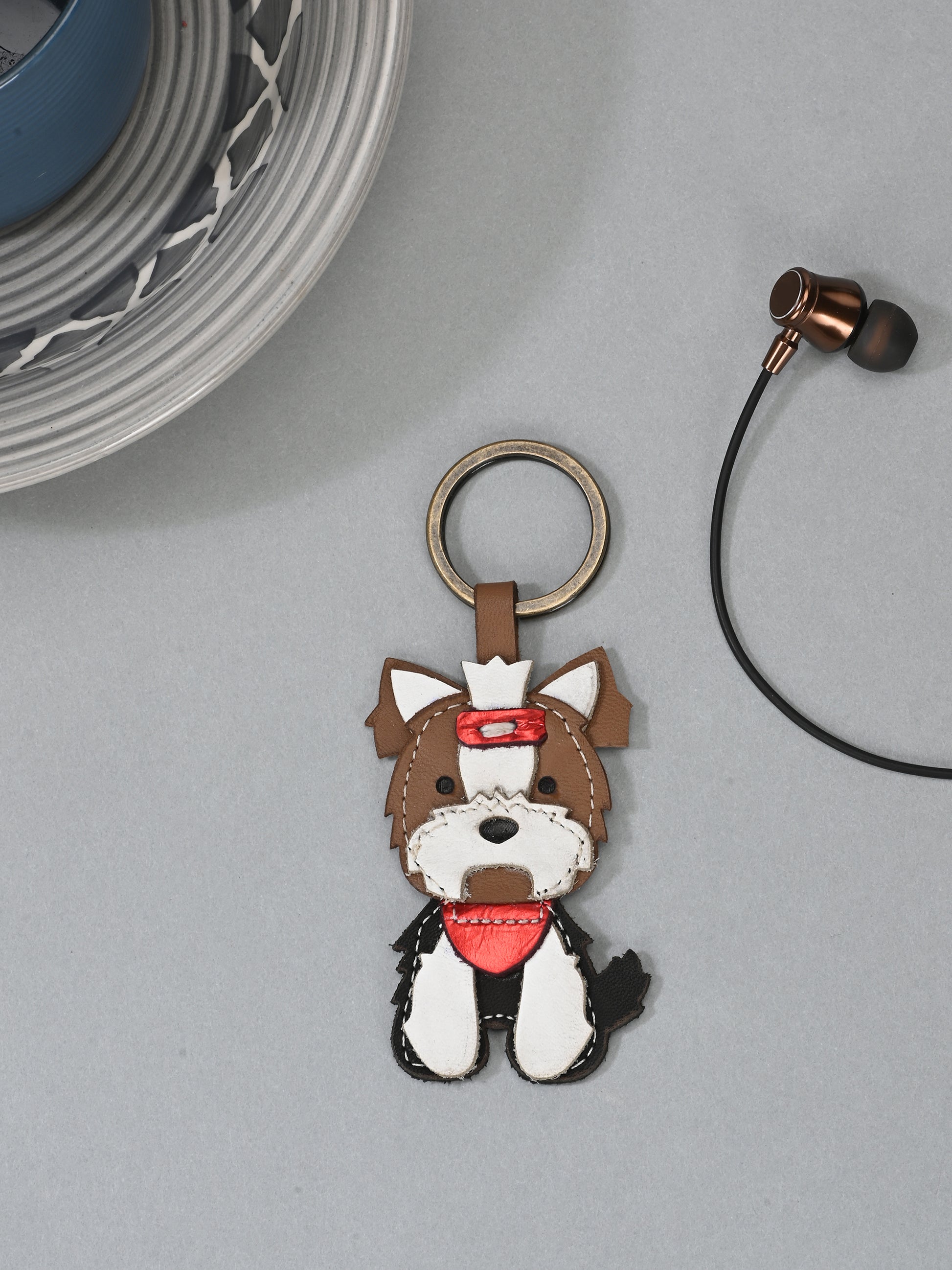 Yorkie Chic Leather Key Ring