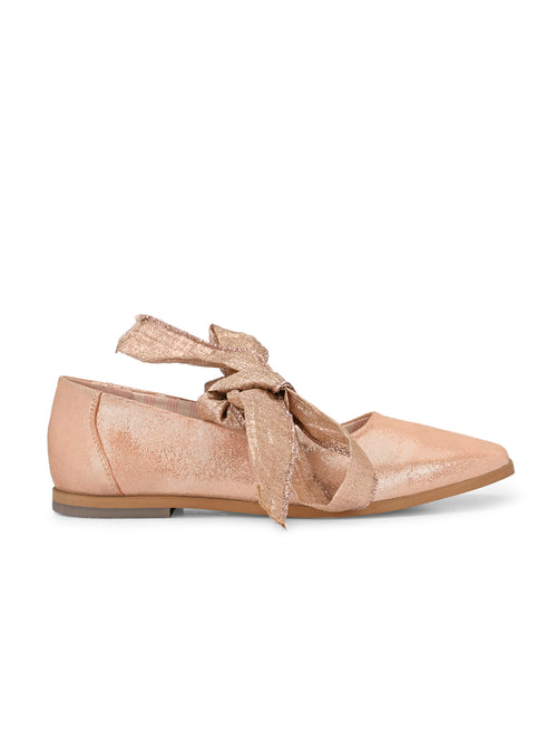 Rose Gold Ribbon -Tie Ballerinas