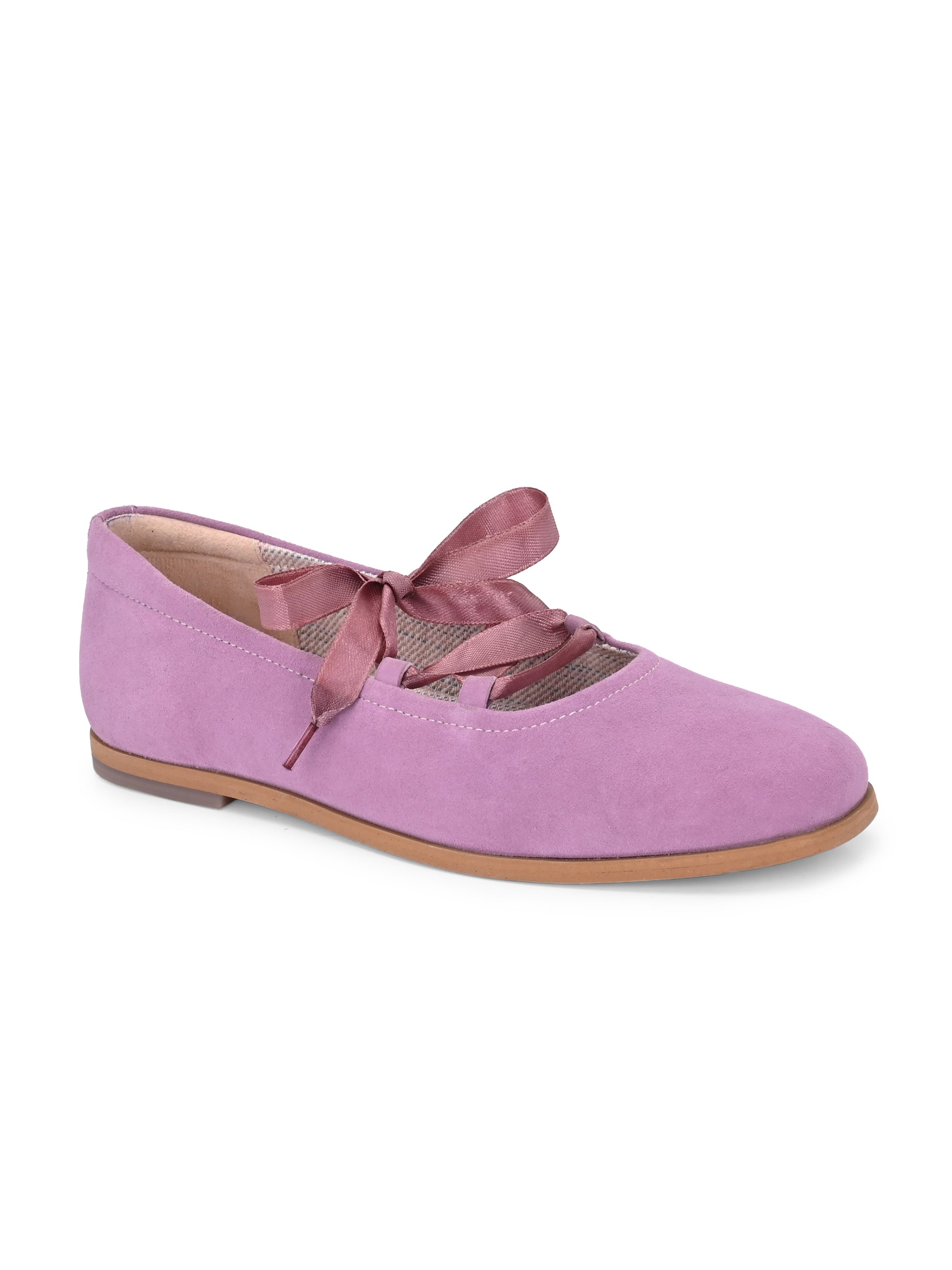 Lilac Satin-Lace Ballerinas