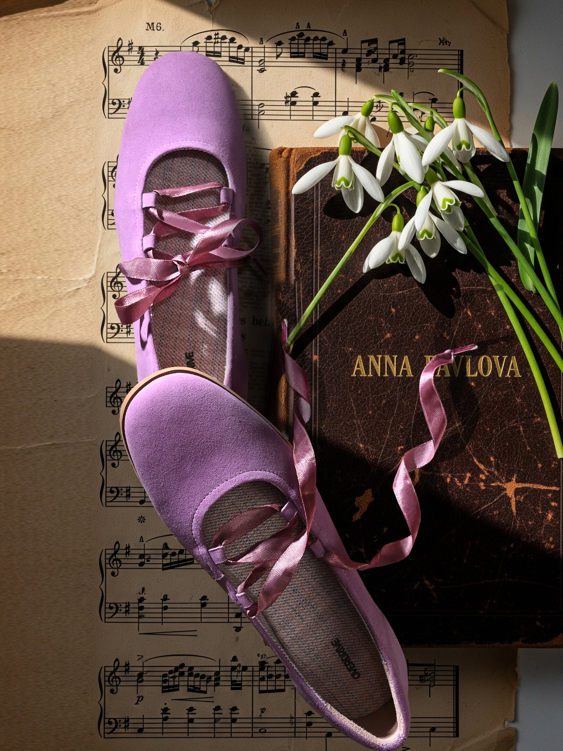 Lilac Satin-Lace Ballerinas