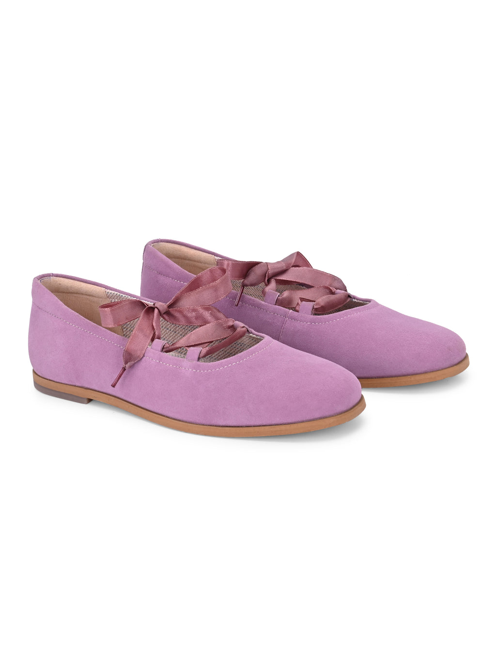 Lilac Satin-Lace Ballerinas