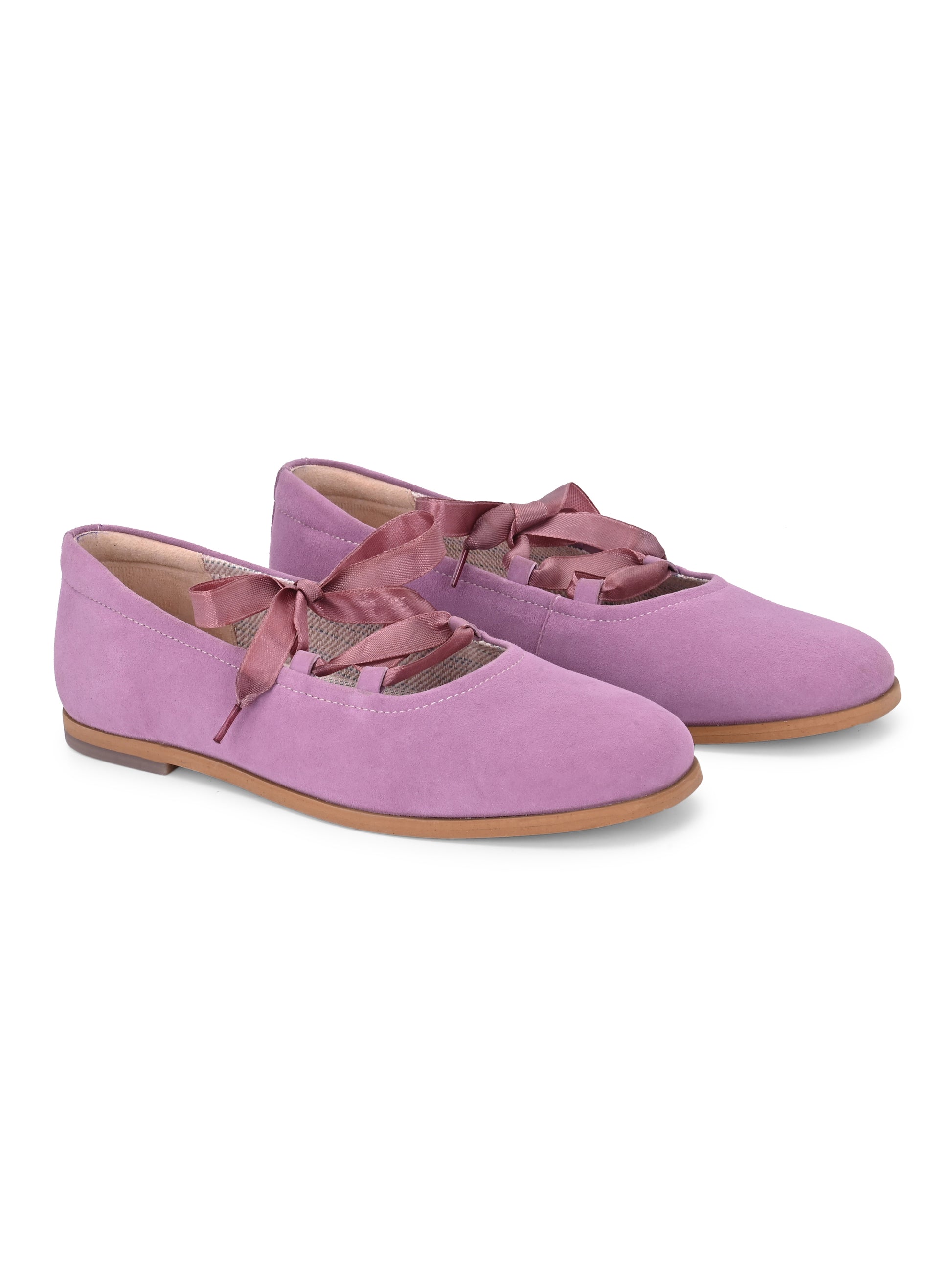 Lilac Satin-Lace Ballerinas