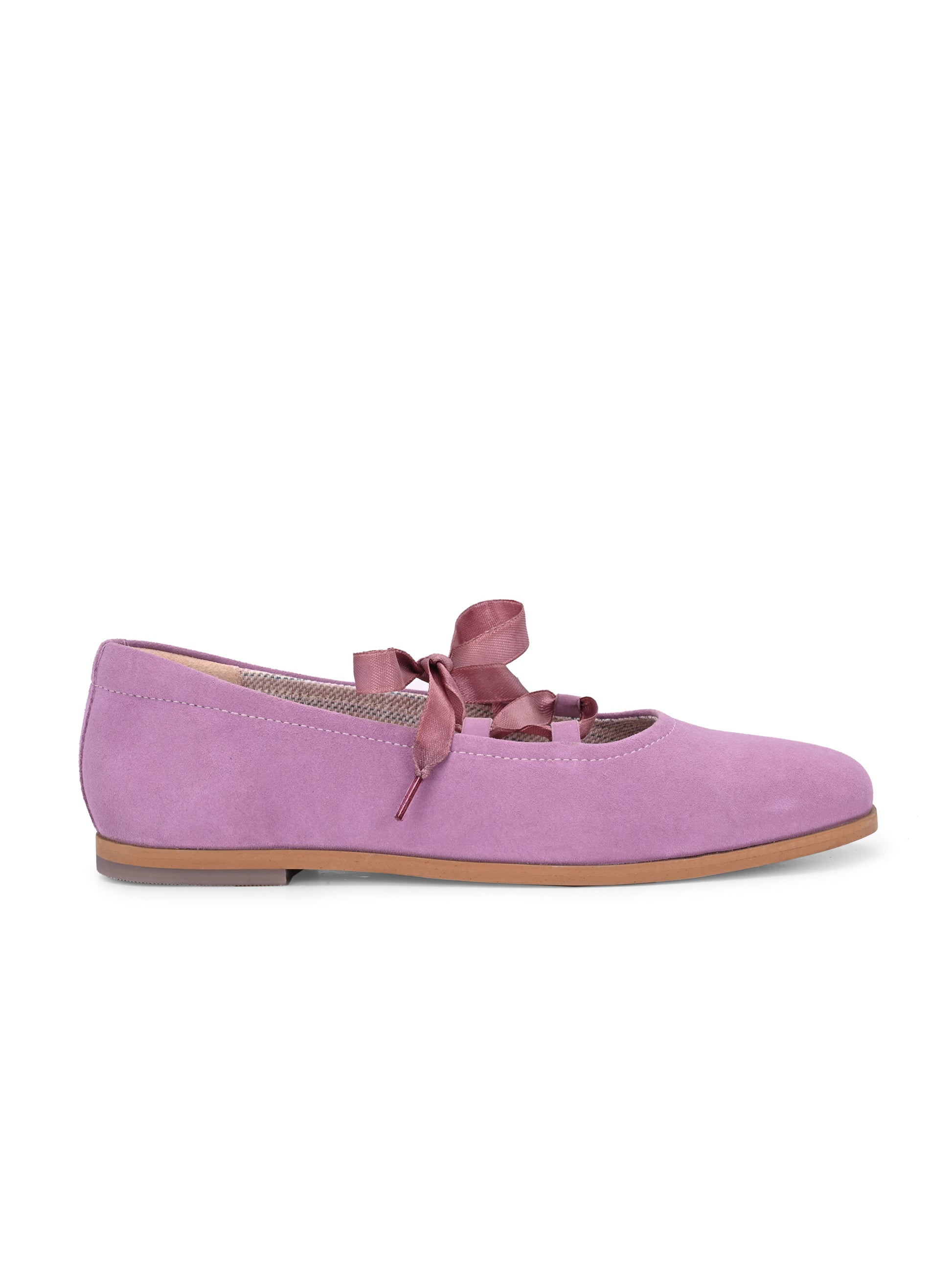 Lilac Satin-Lace Ballerinas