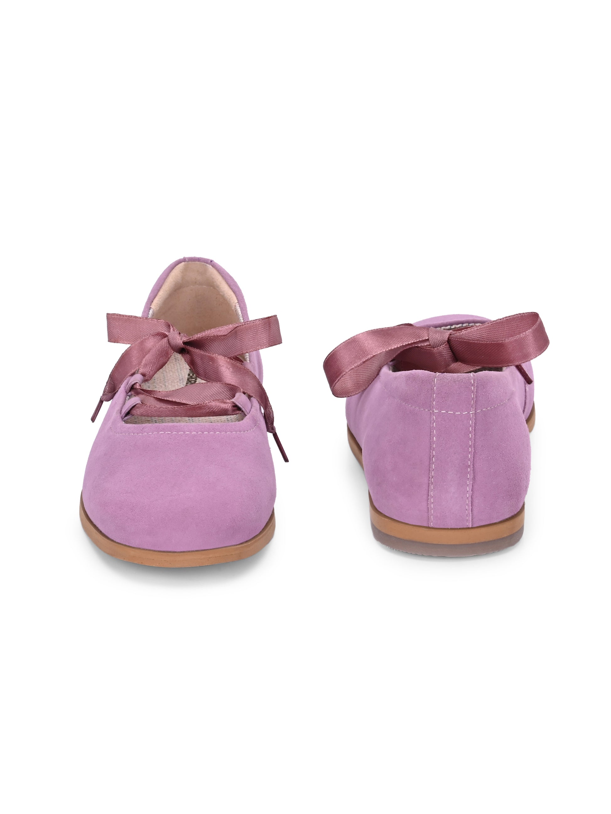 Lilac Satin-Lace Ballerinas