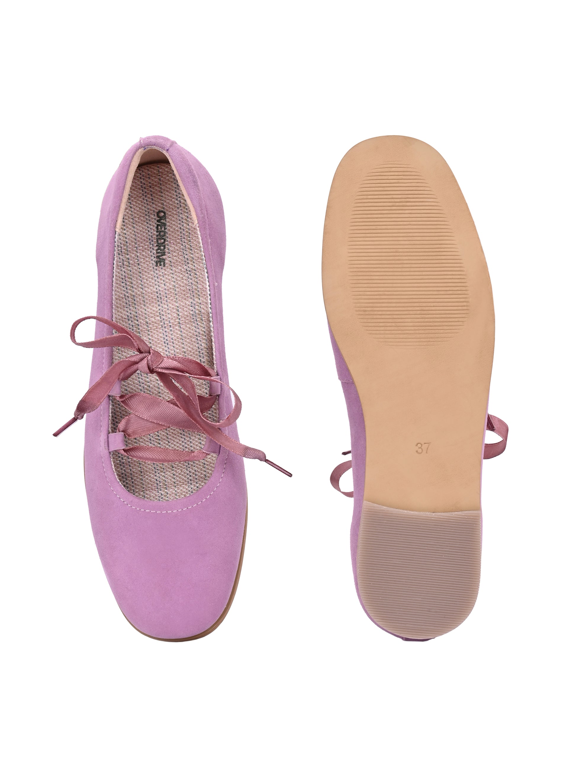 Lilac Satin-Lace Ballerinas