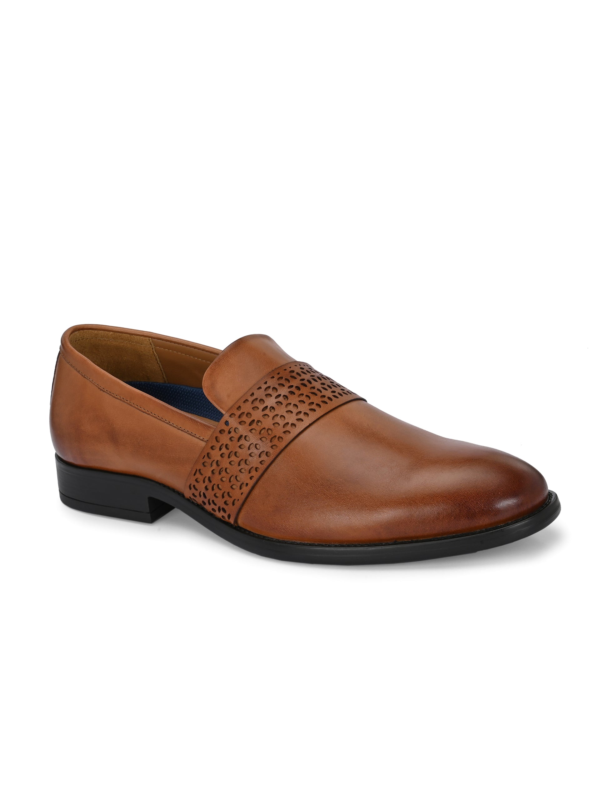 Tan Perforated Slip-Ons