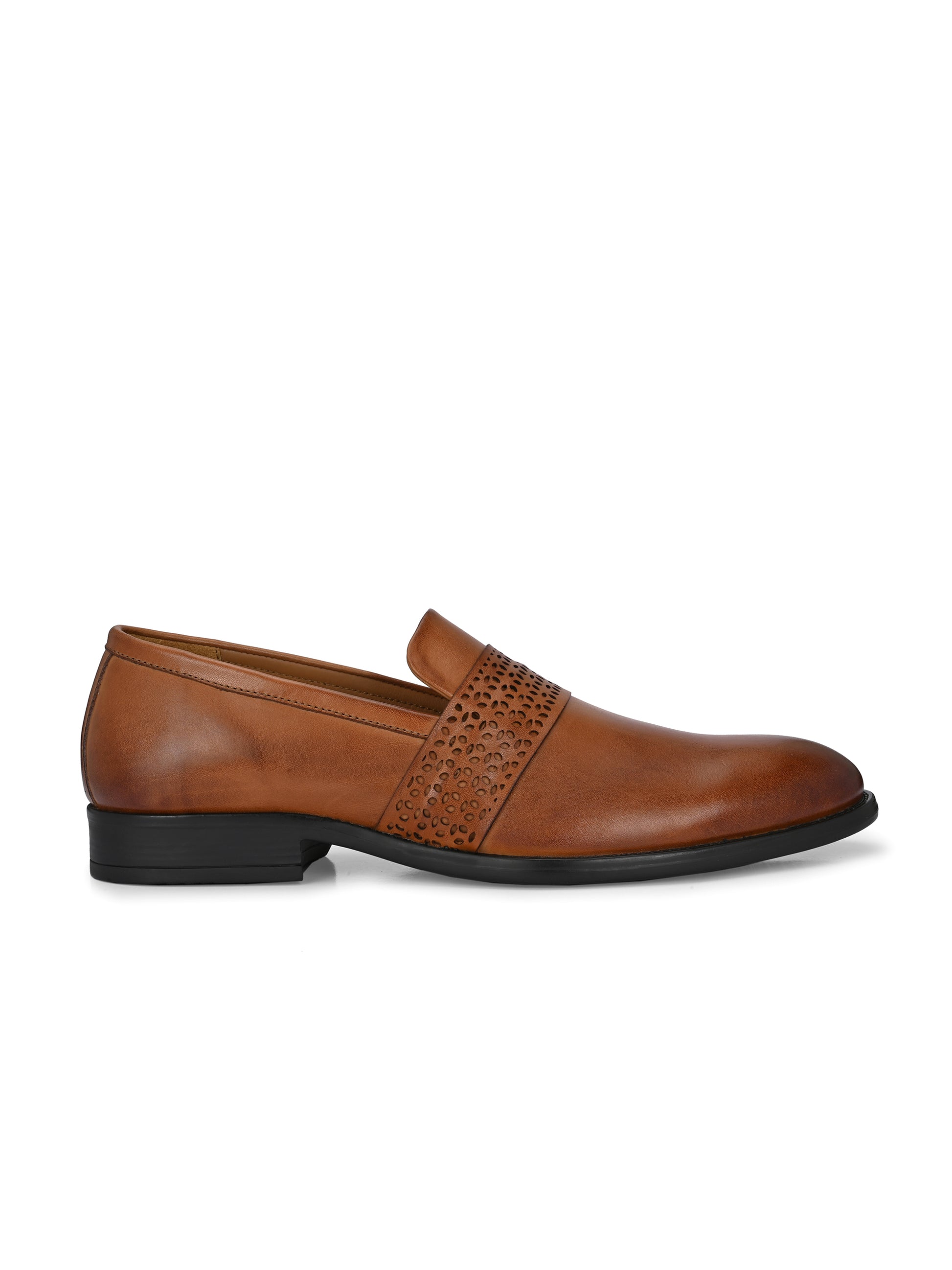 Tan Perforated Slip-Ons