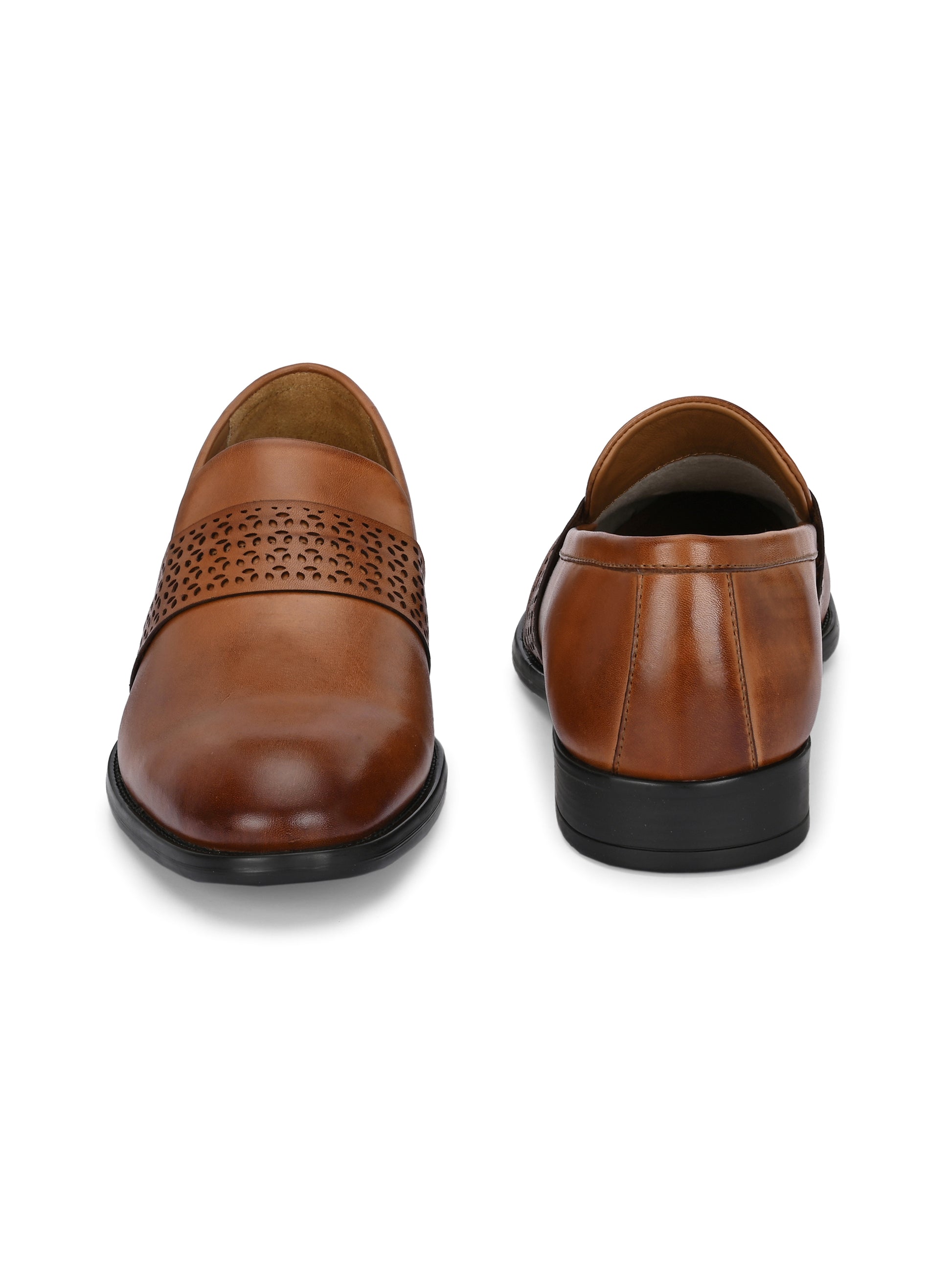 Tan Perforated Slip-Ons