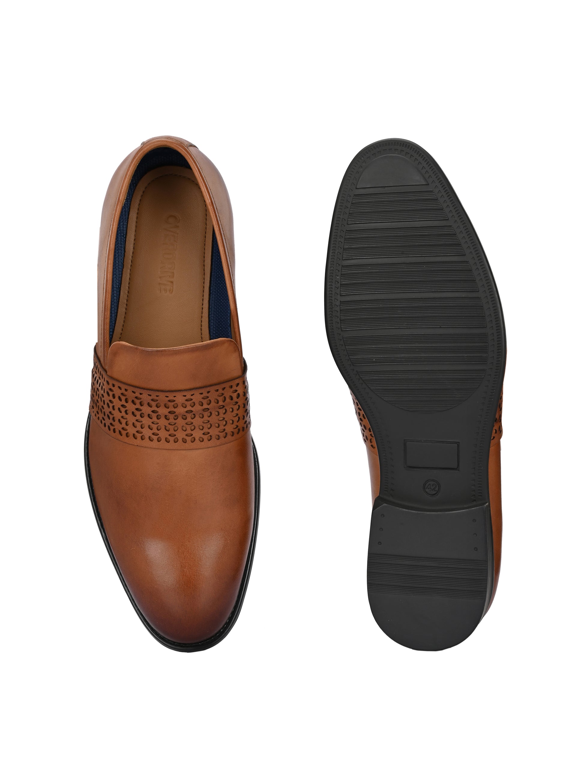 Tan Perforated Slip-Ons