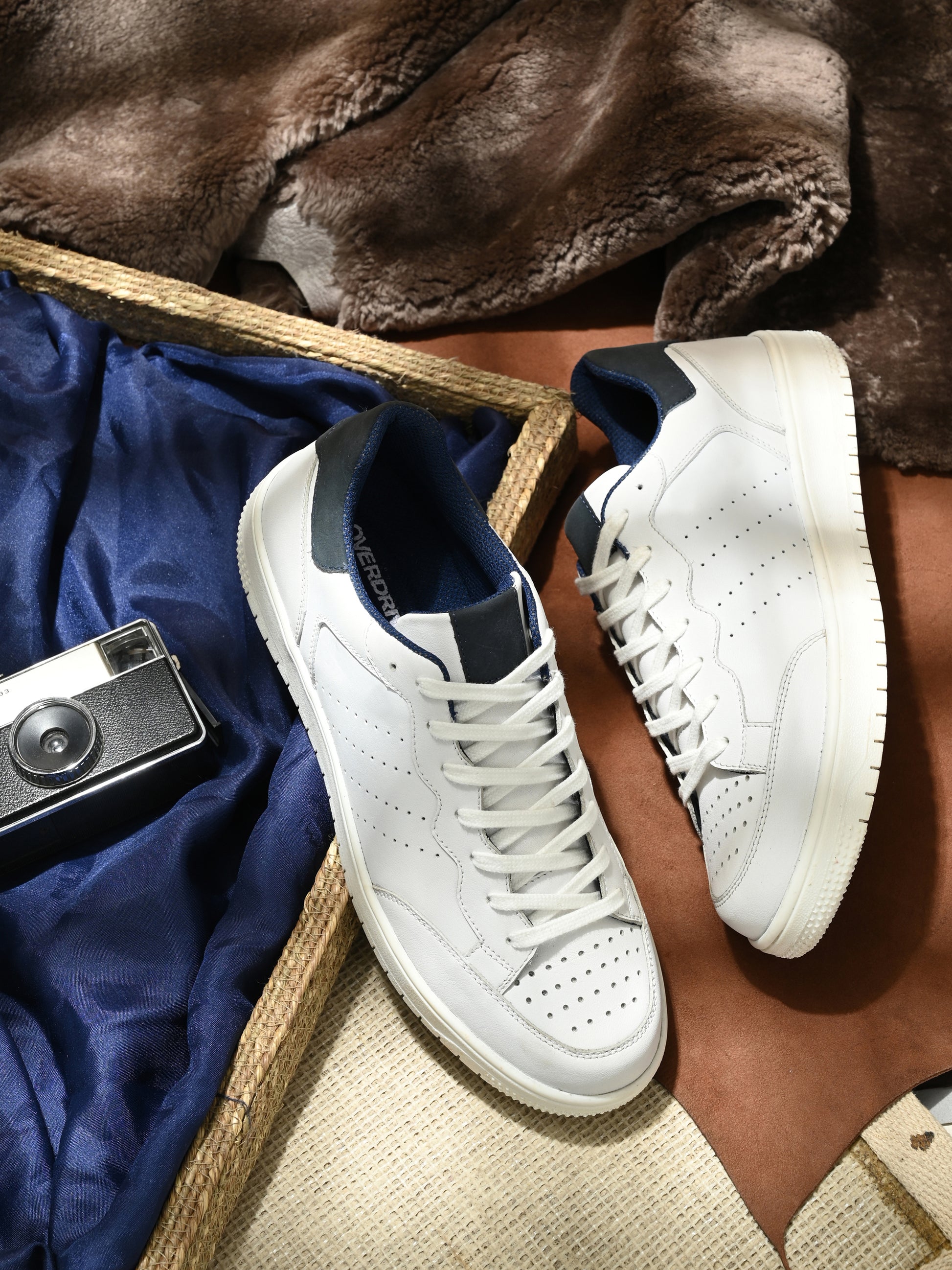 Ivory Fade Court Sneakers – White & Grey Leather