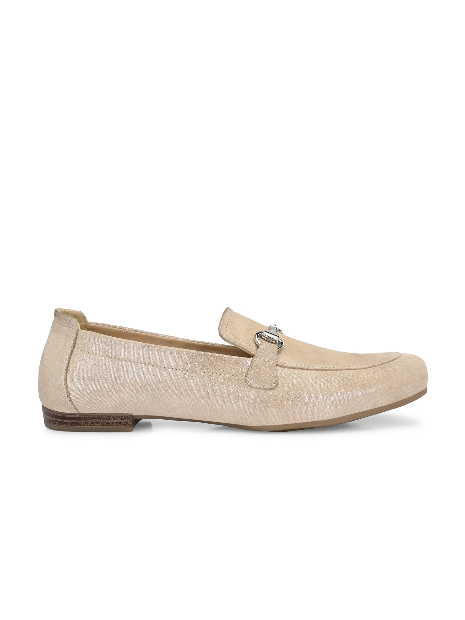Champagne Gold Color Loafers – Horsebit Embellished Slip-Ons