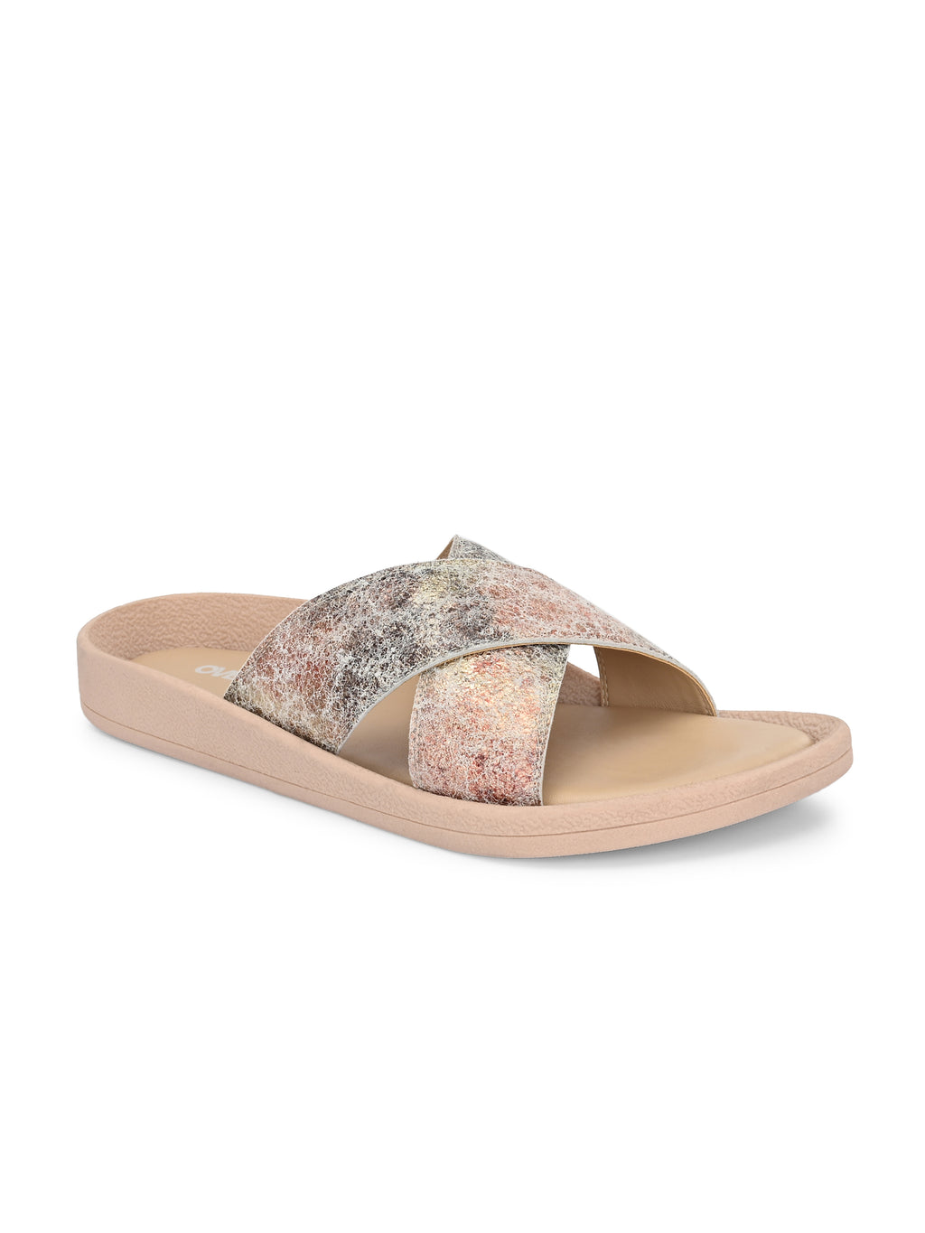 Blush and Silver Shimmer Slides