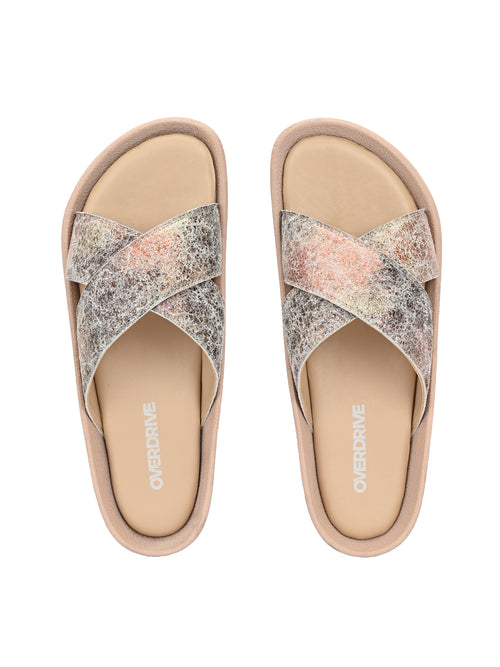 Blush and Silver Shimmer Slides