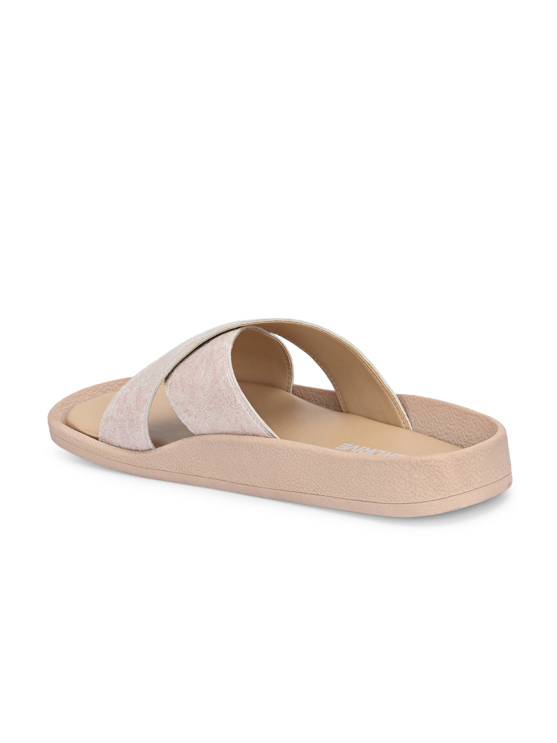 Silver Metalic Cross Strap Sandal For Women