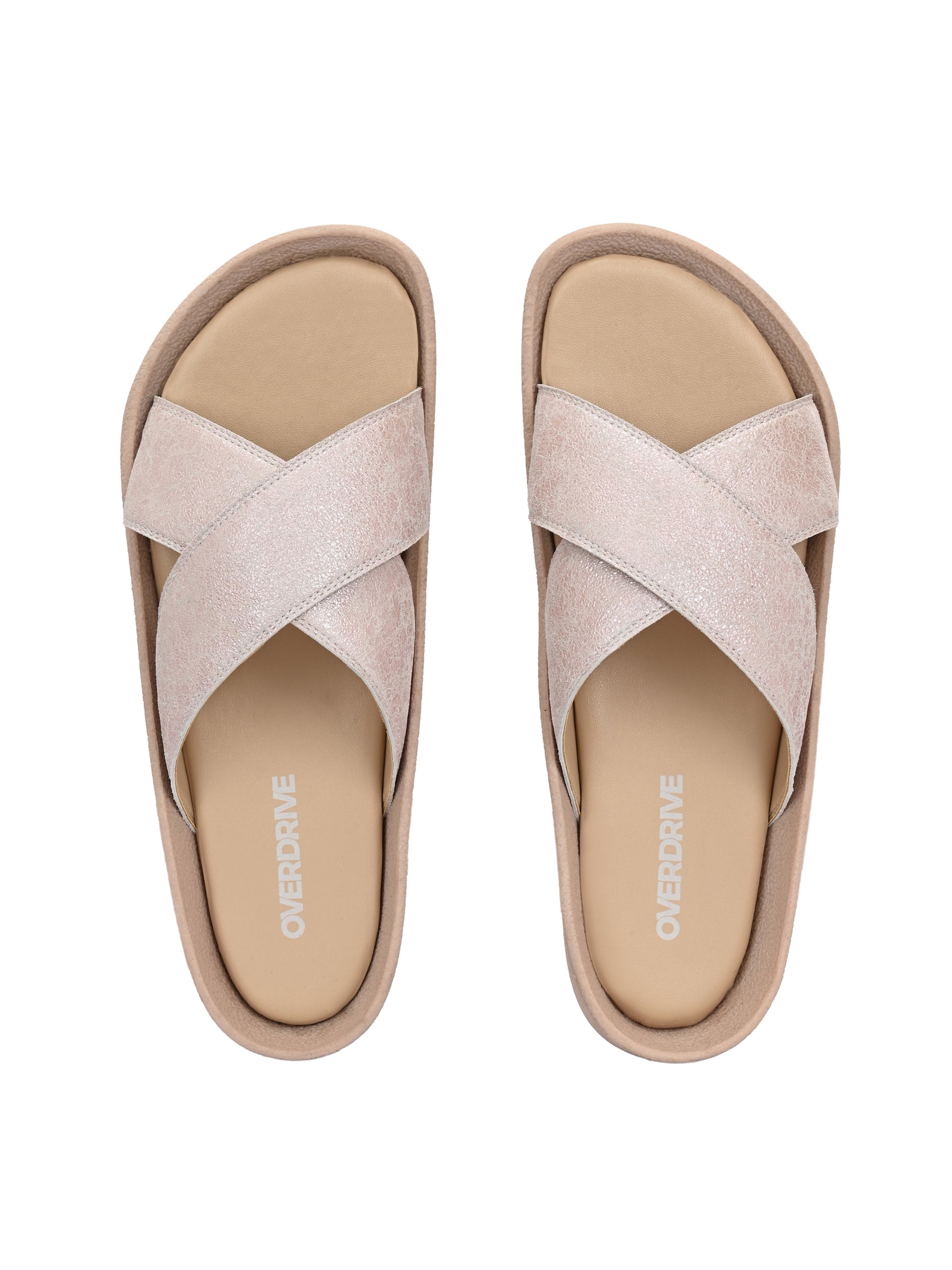 Silver Metalic Cross Strap Sandal For Women