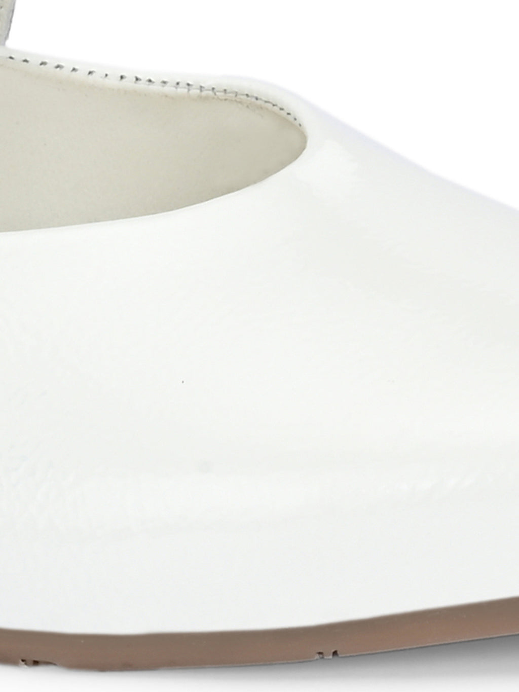 White Color Patent Mary Janes Pointed Toe Flats