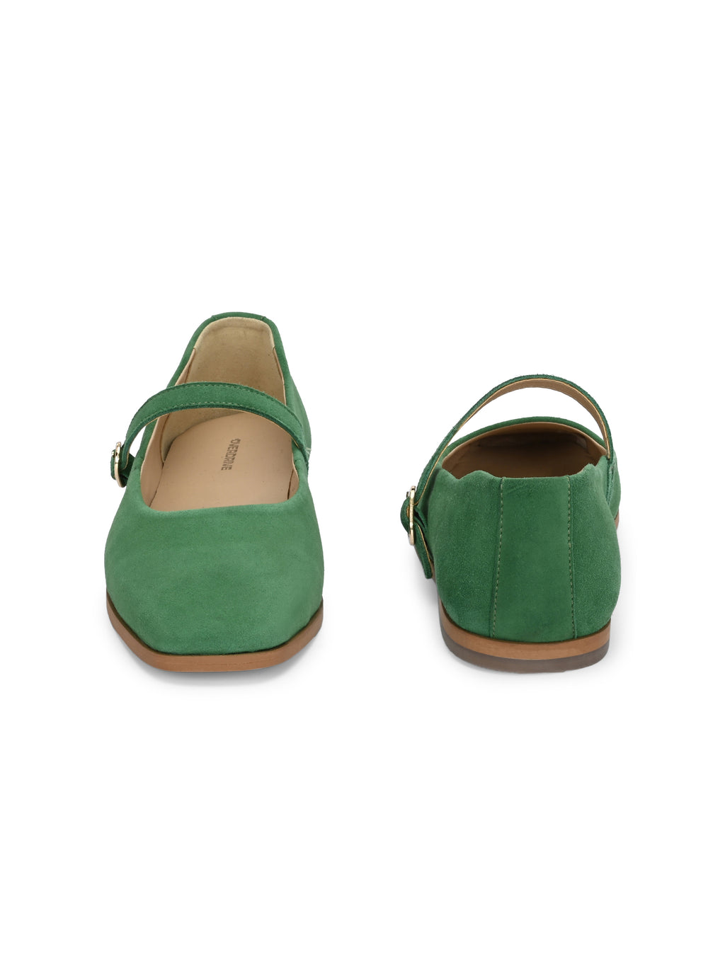 Green Color Suede Mary Jane Shoes – Square Toe Vintage Flats