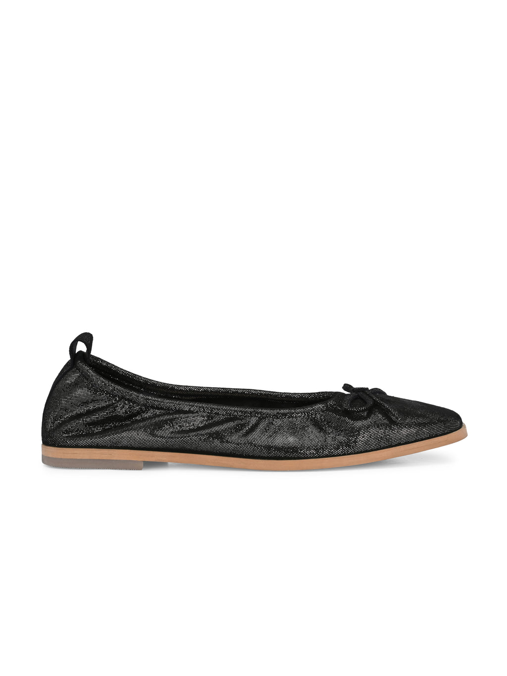 Black Color Shimmer Bow Ballet Flats – Iridescent Party Shoes