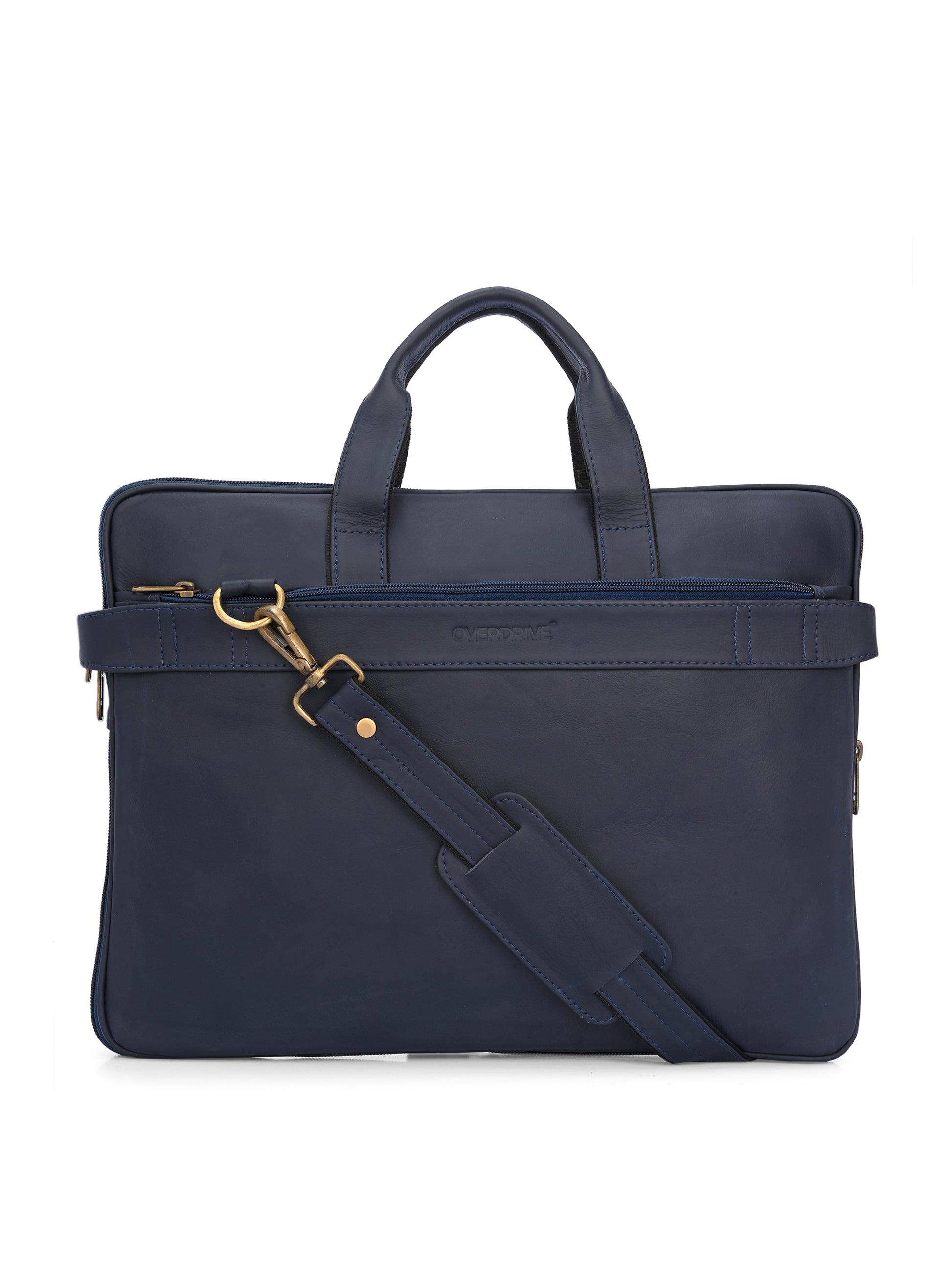 Regent Navy Leather Work Bag
