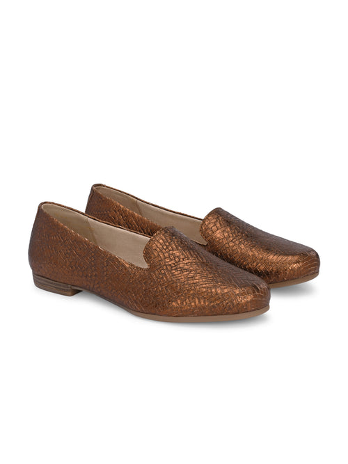 Zarina Woven Bronze Heritage Loafers