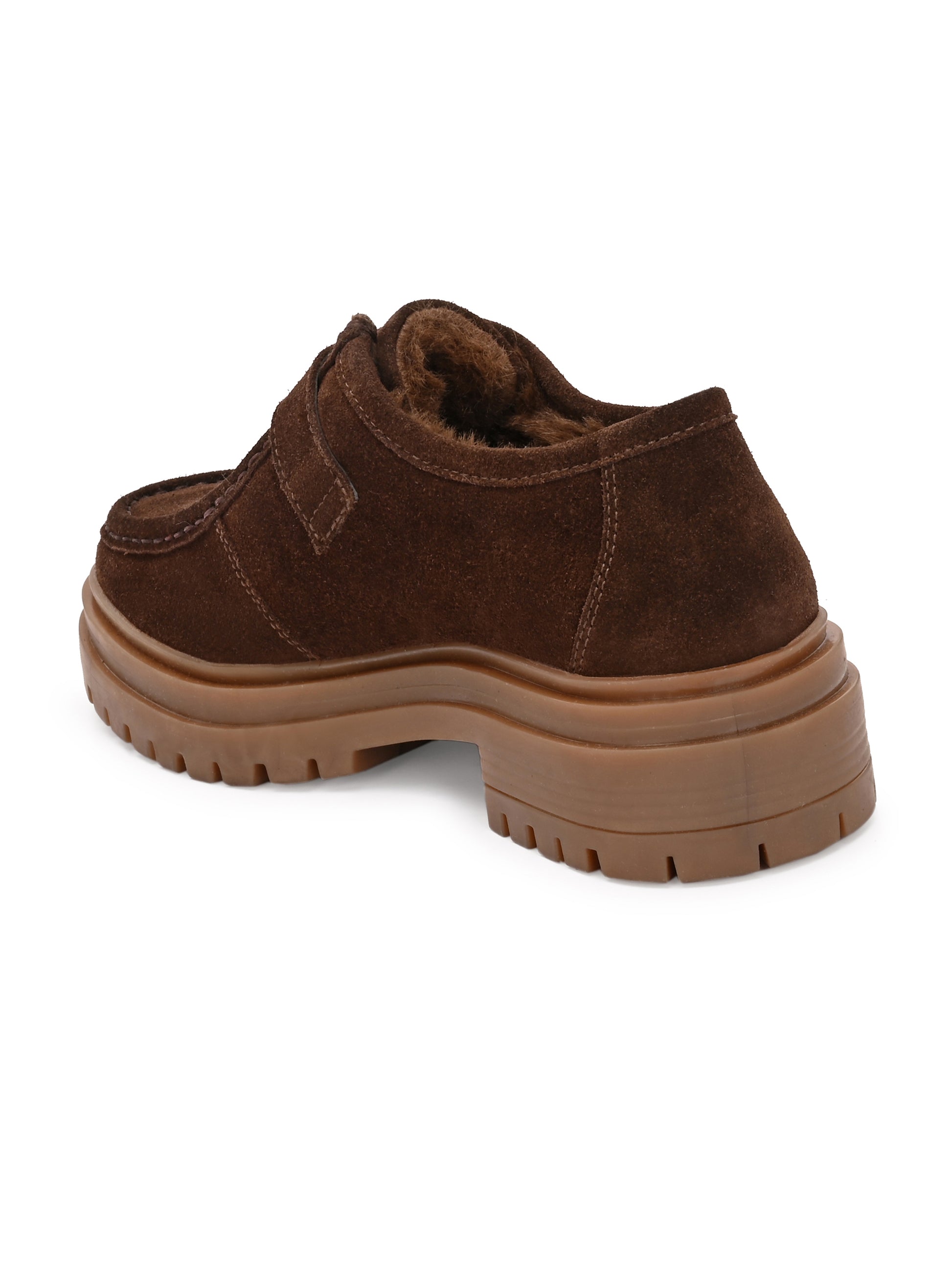 Suede Monk Strap Platform Woman Loafers