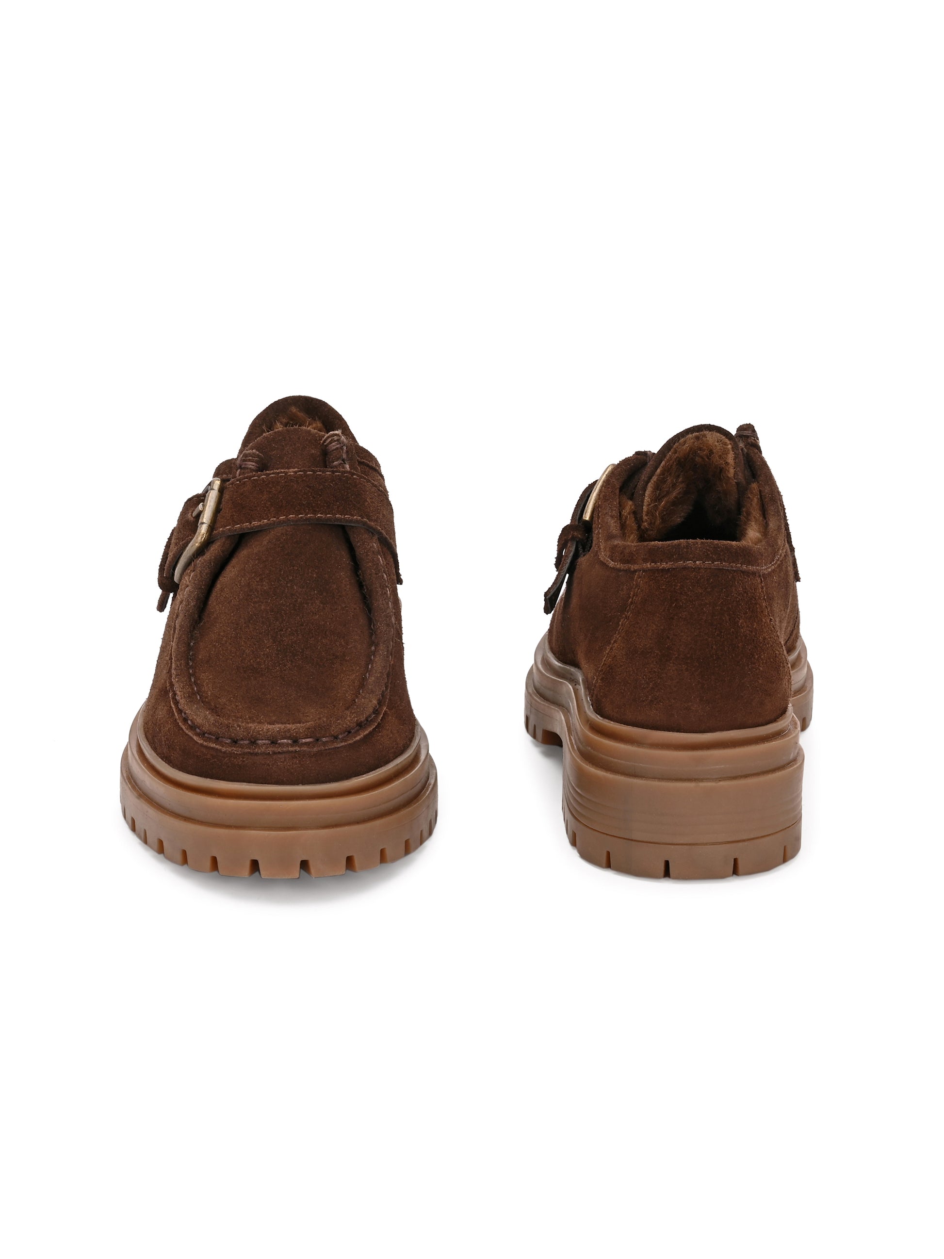 Suede Monk Strap Platform Woman Loafers