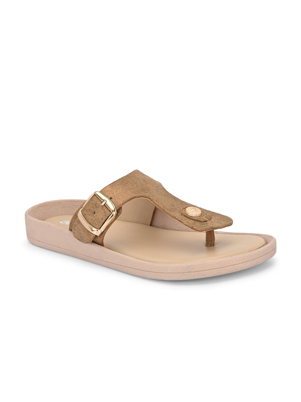 Champagne Gold Toe Ring Flats