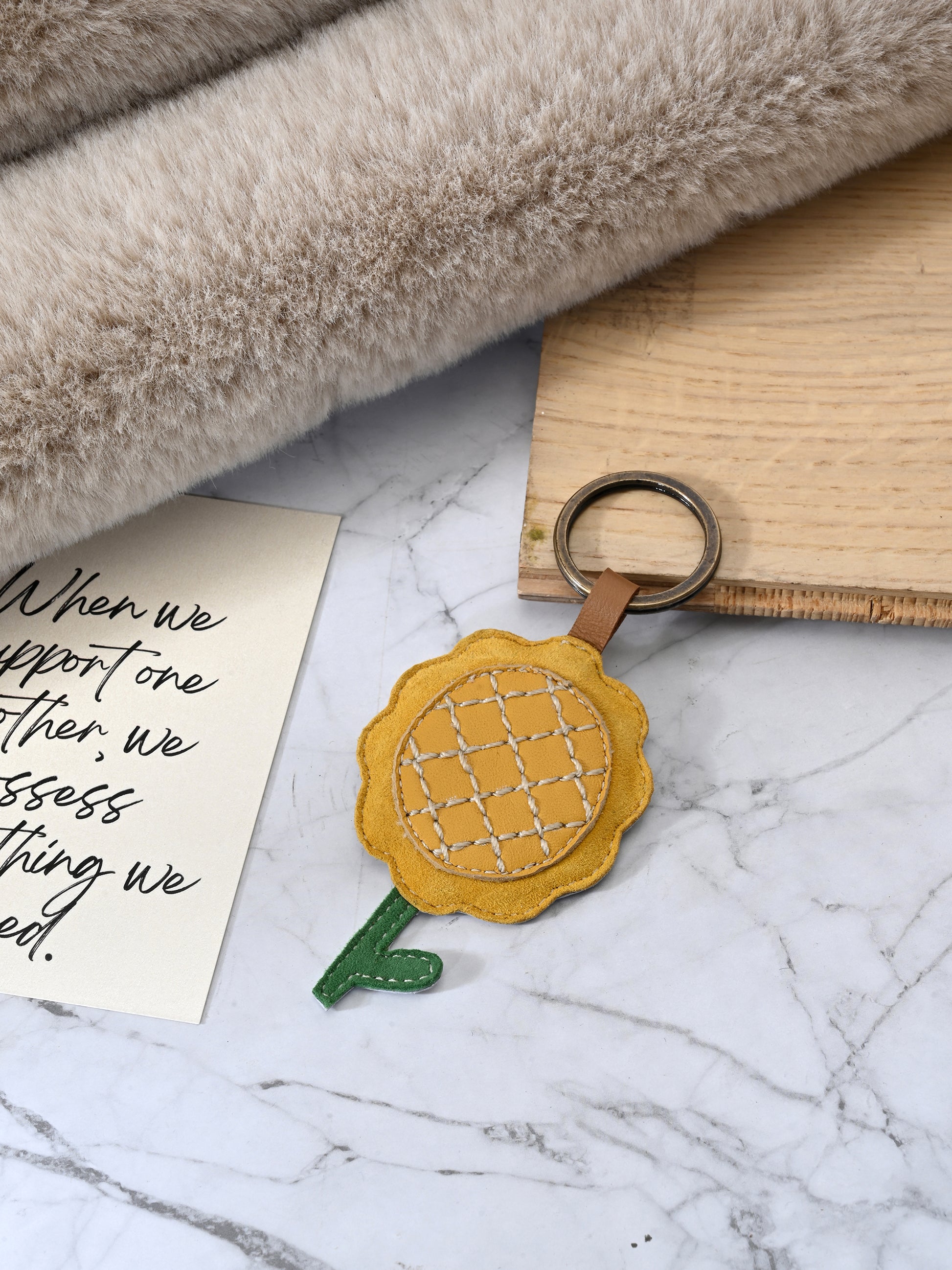 Sunshine Bloom Leather Keyring