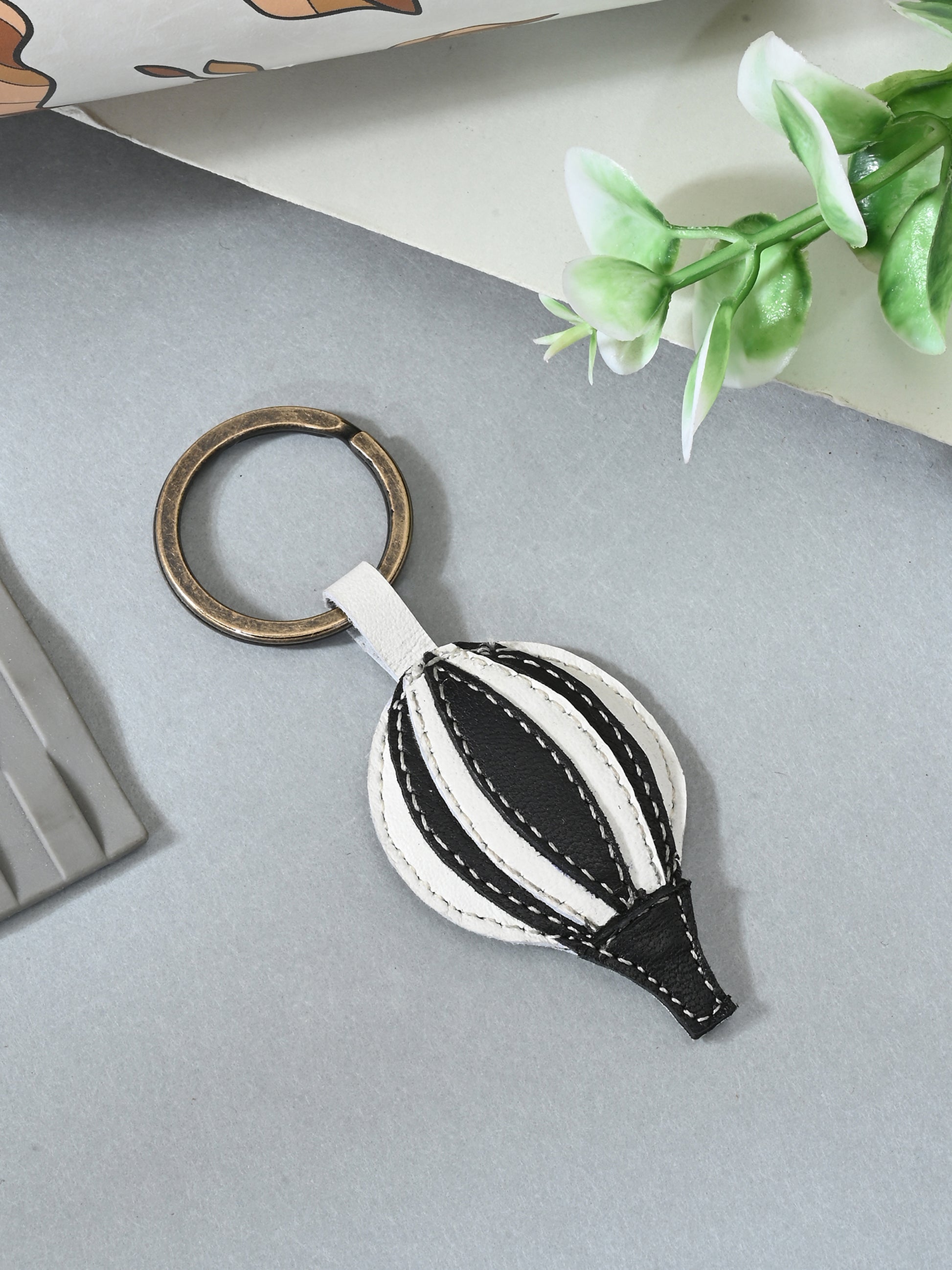 Sky Voyage Balloon Leather Keyring