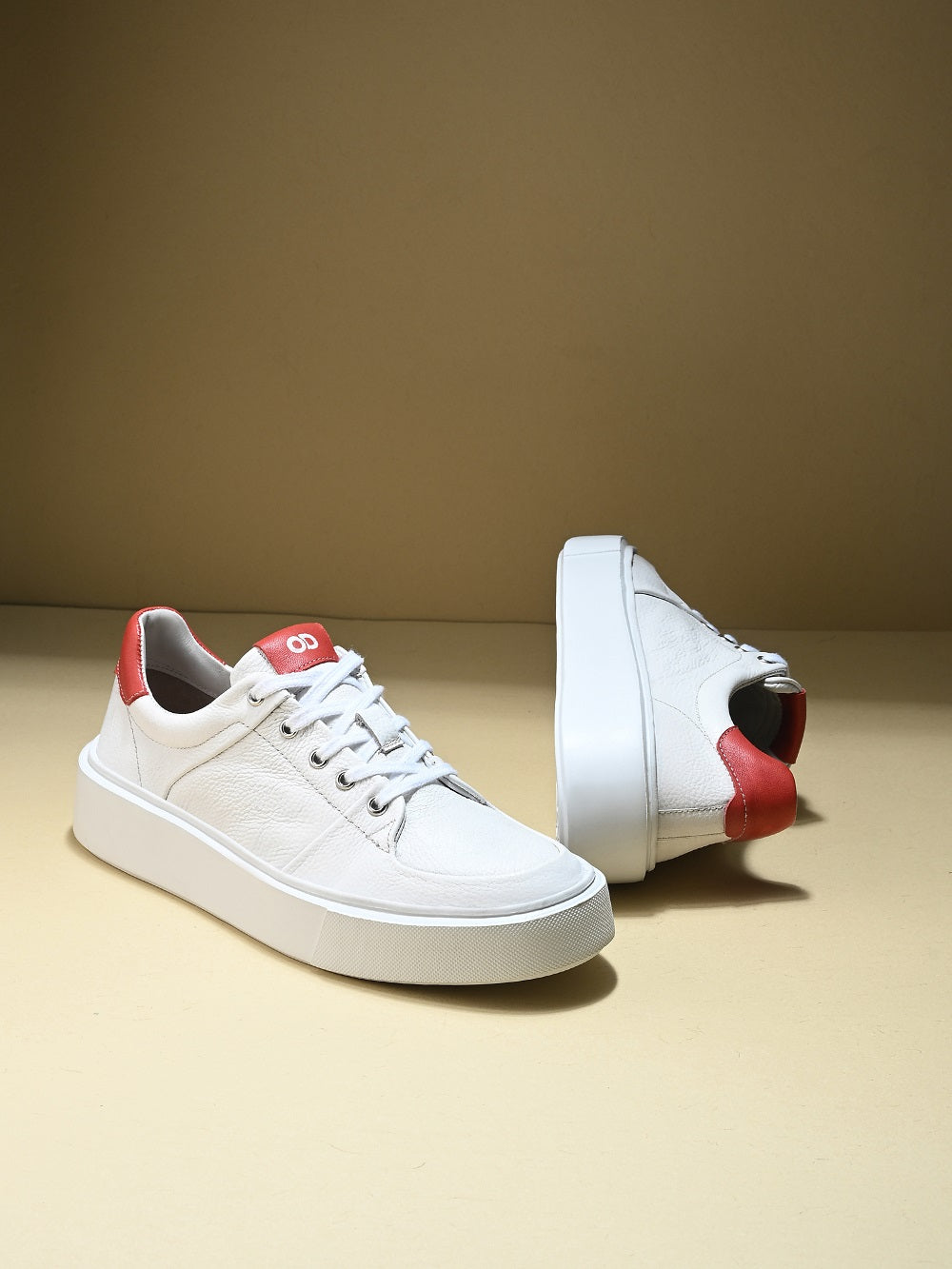 Velocity White Red Leather Sneakers