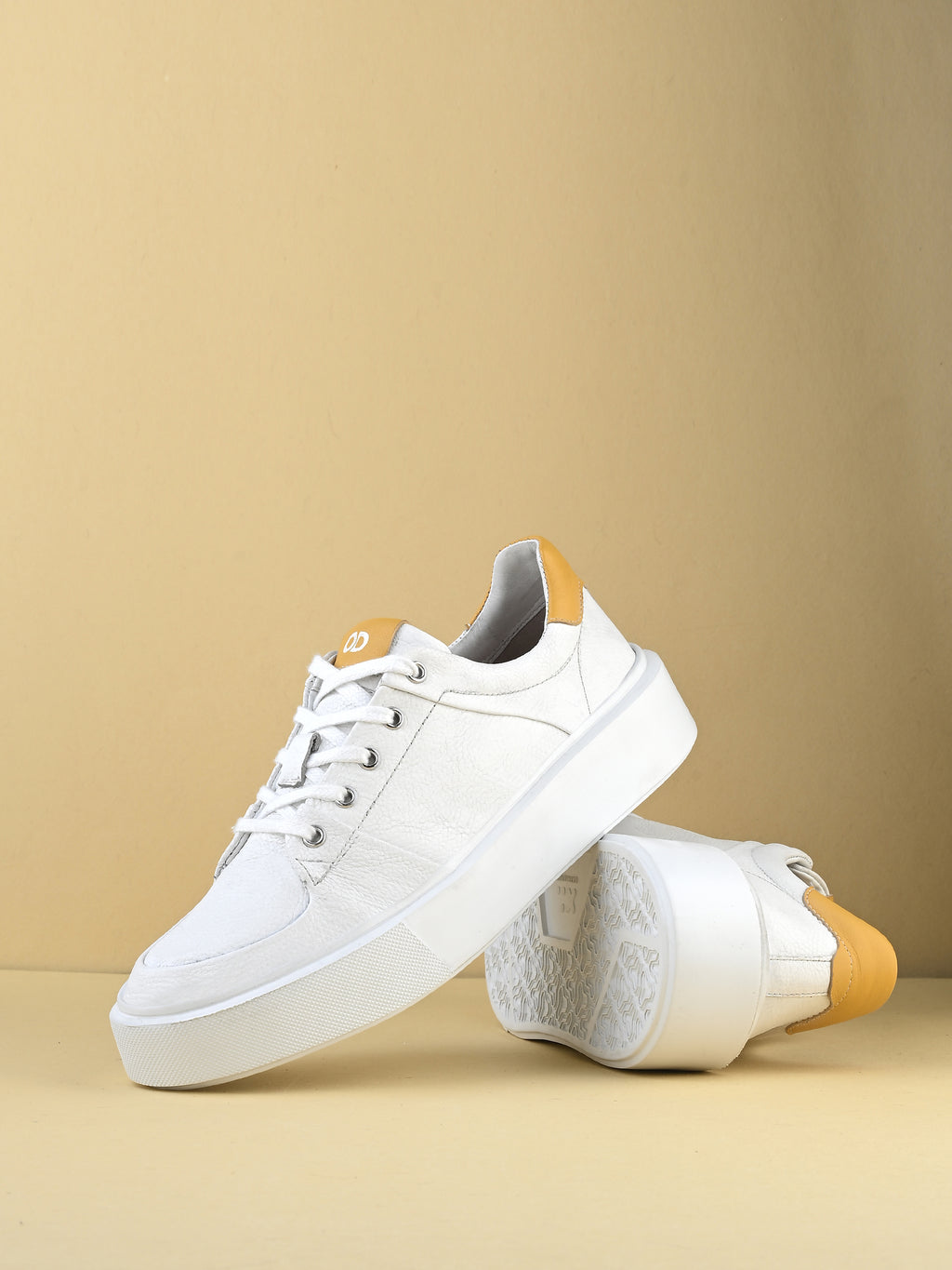 Velocity White Tan Leather Sneakers