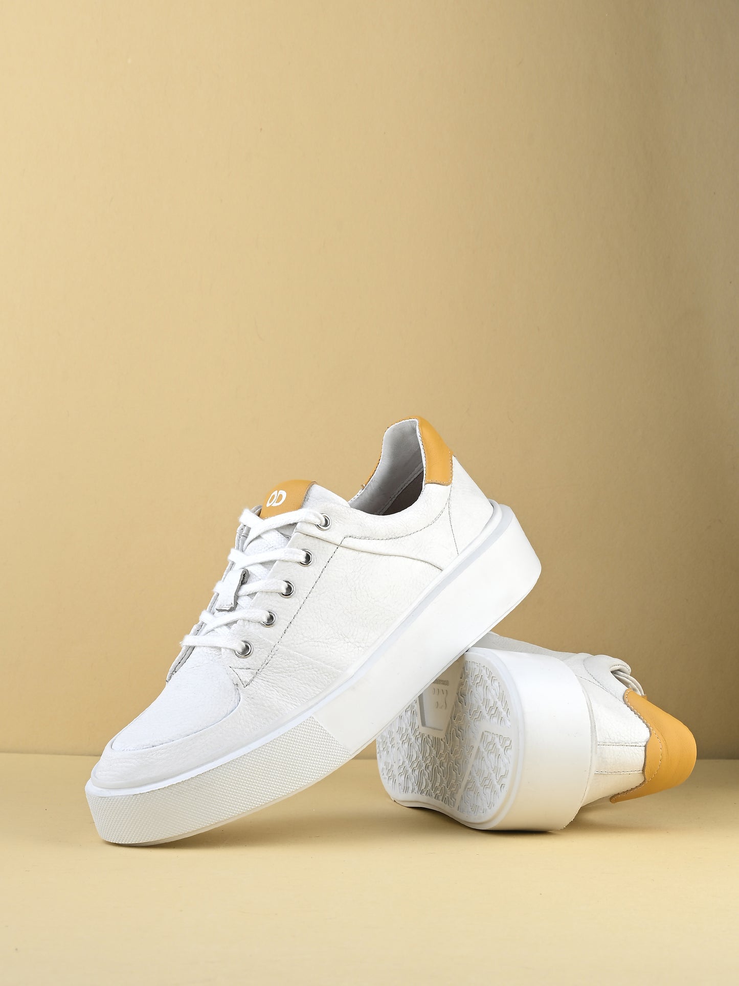 Velocity White Tan Leather Sneakers