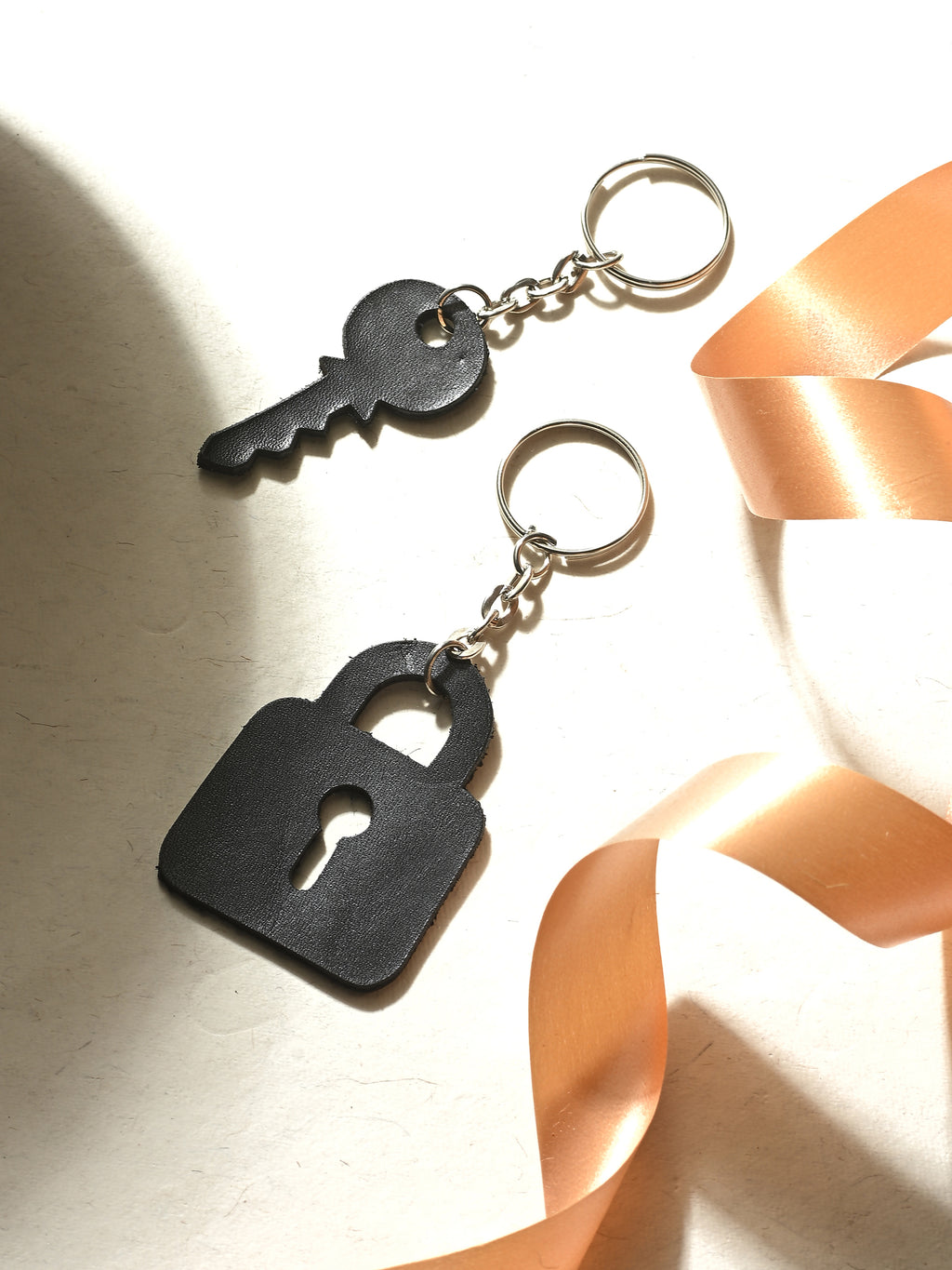 Lock & Key Leather Keychain