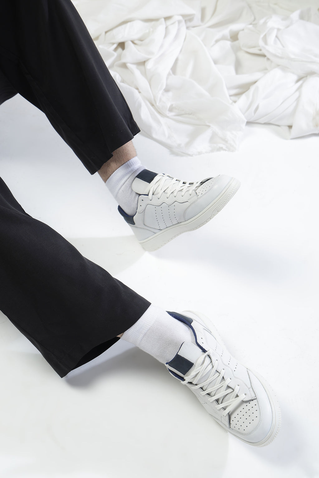Ivory Fade Court Sneakers – White & Grey Leather