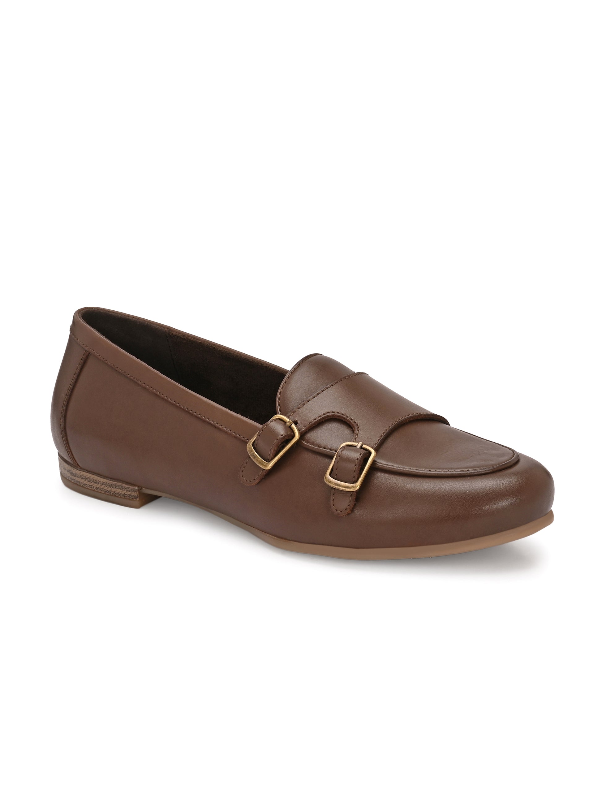 Monk Street – Brown Double-Buckle Loafers