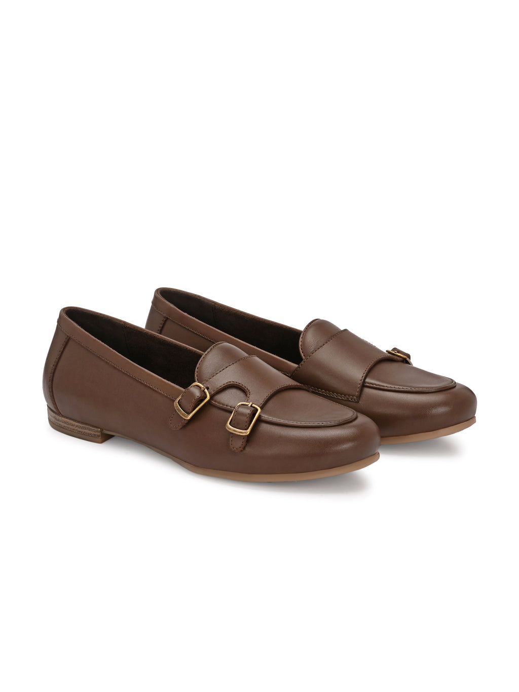 Monk Street – Brown Double-Buckle Loafers