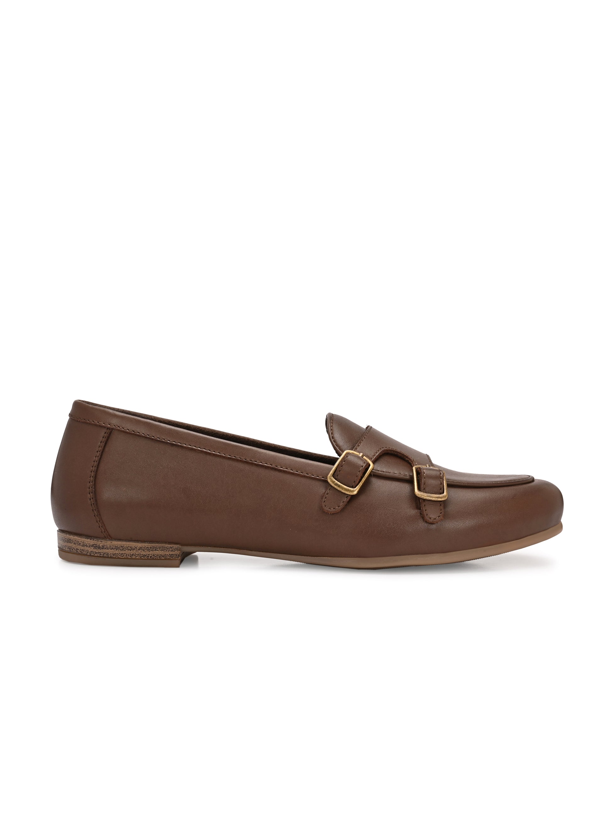 Monk Street – Brown Double-Buckle Loafers