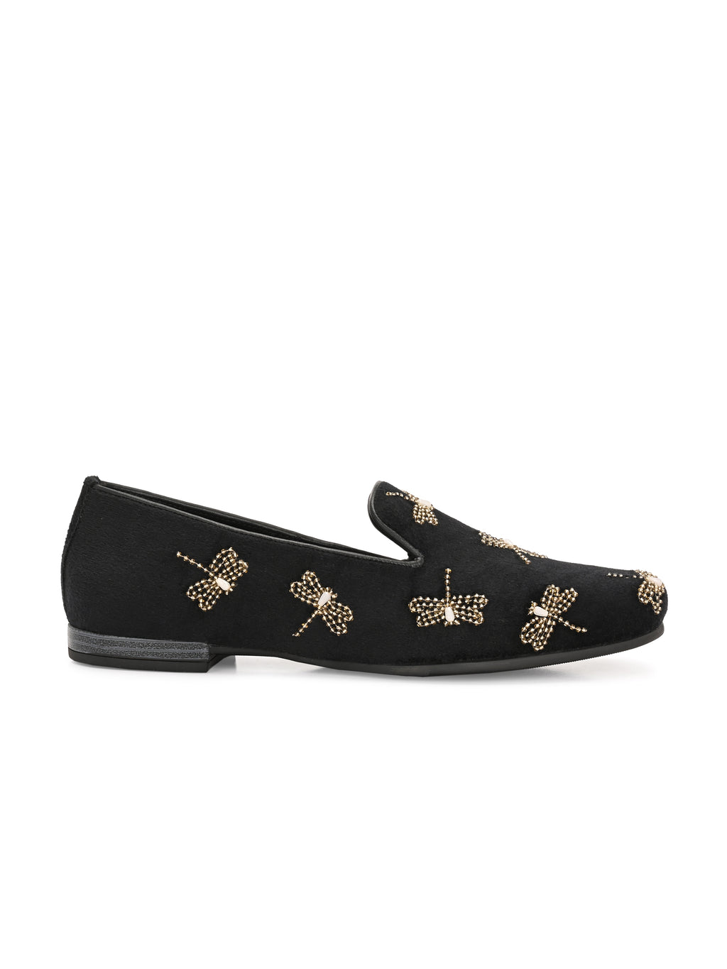 Noor Mehfil – Black Suede Zardozi Embroidered Loafers