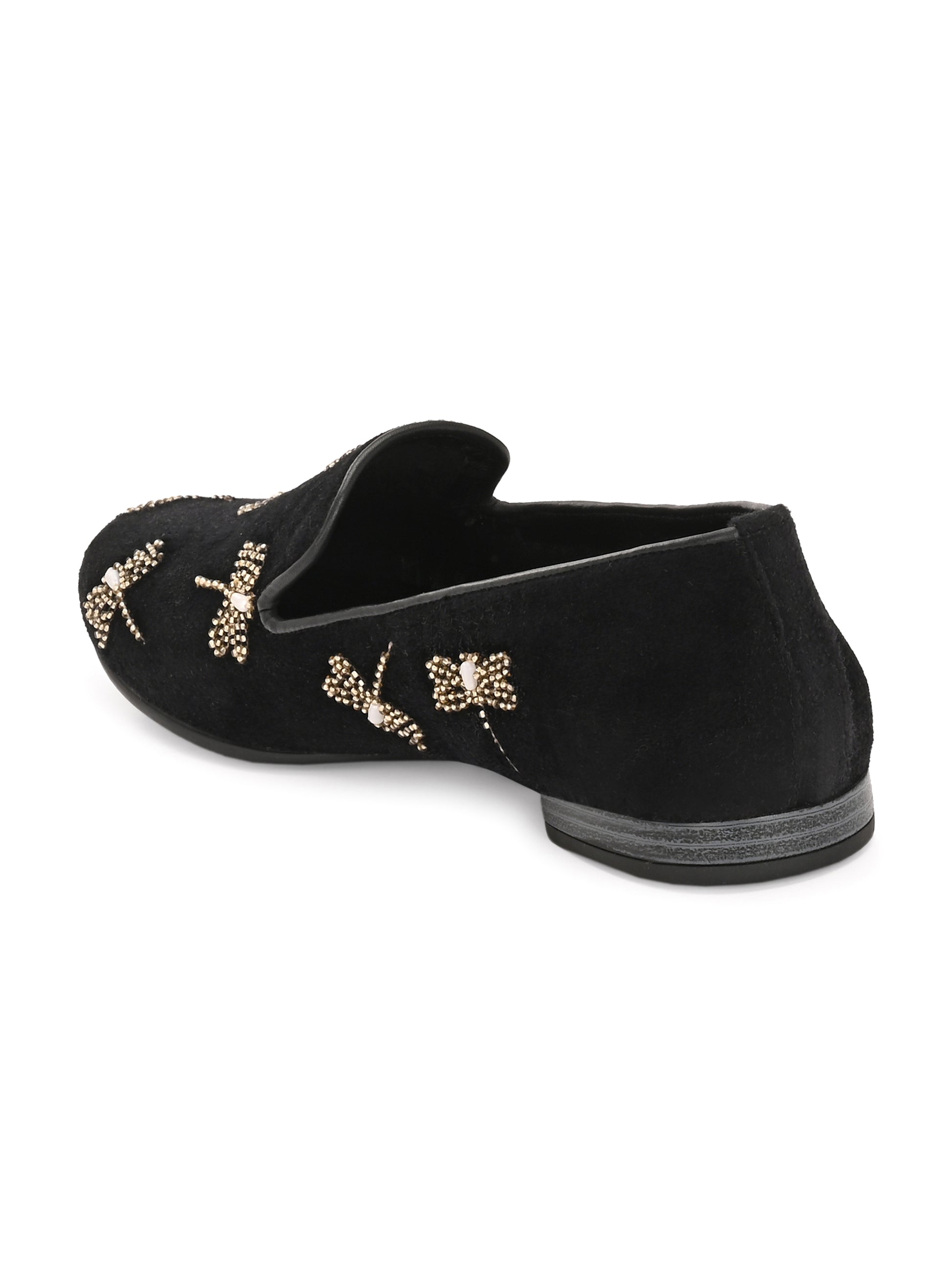 Noor Mehfil – Black Suede Zardozi Embroidered Loafers