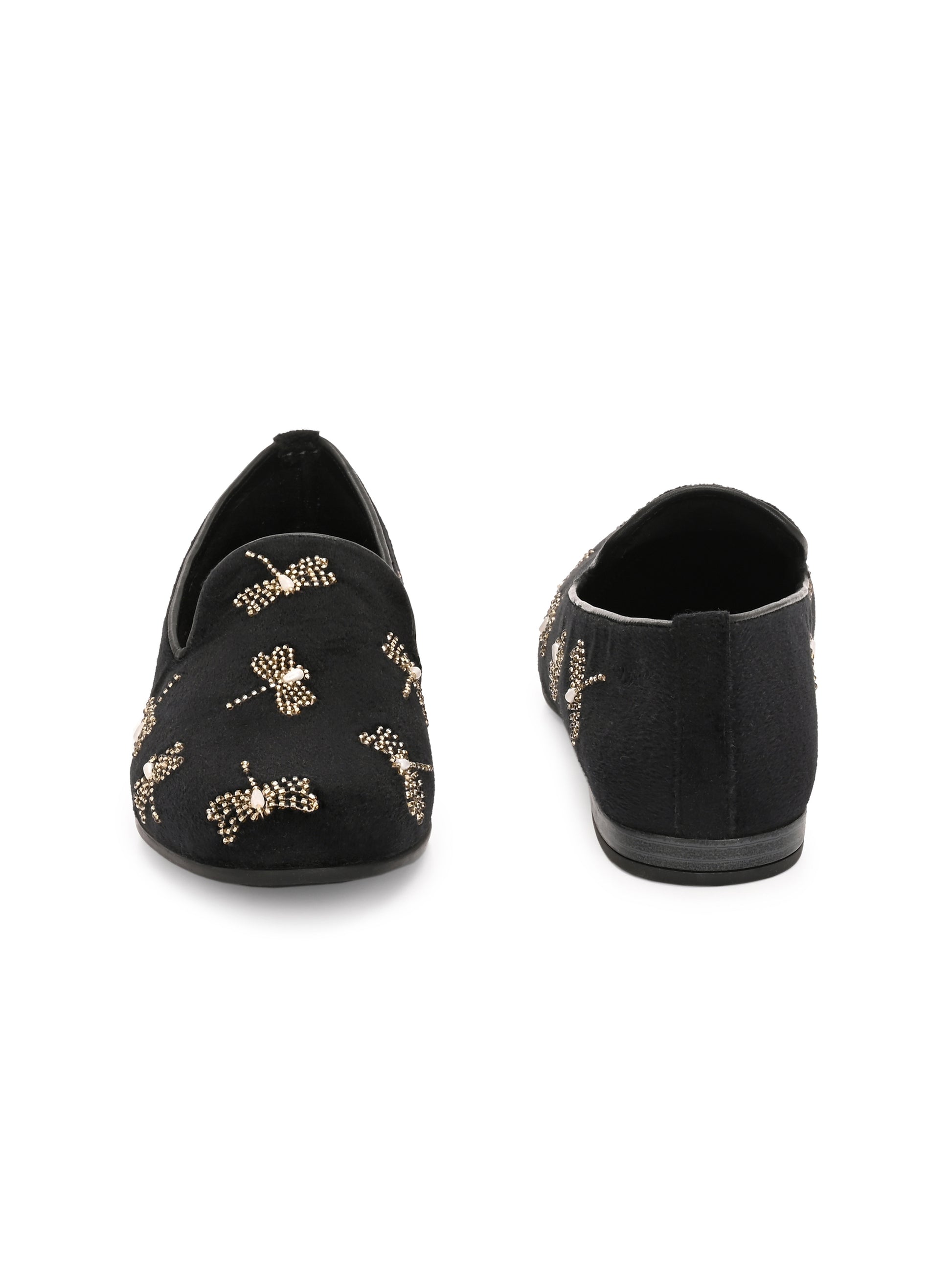 Noor Mehfil – Black Suede Zardozi Embroidered Loafers