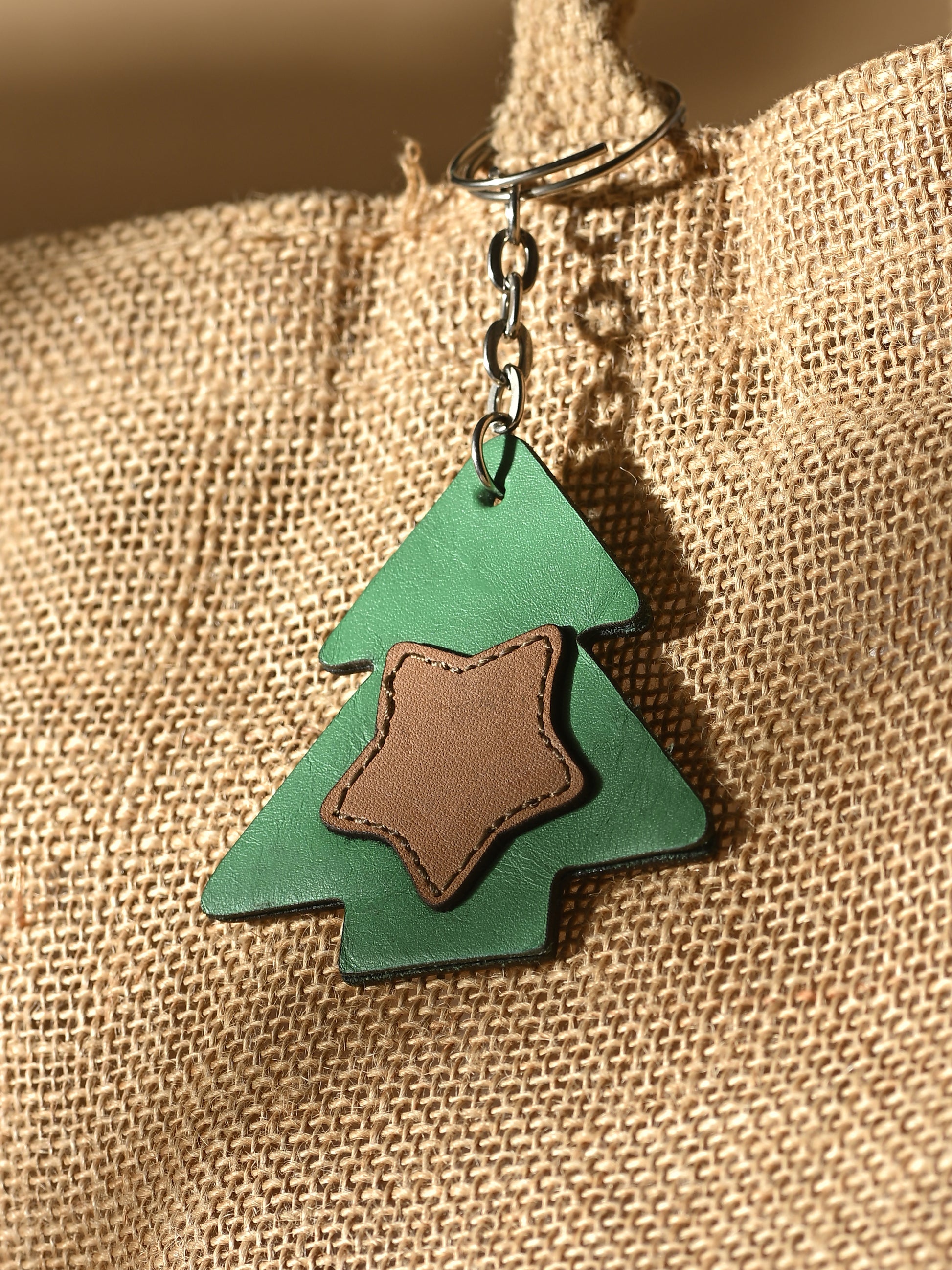 Festive Star Leather Keychain