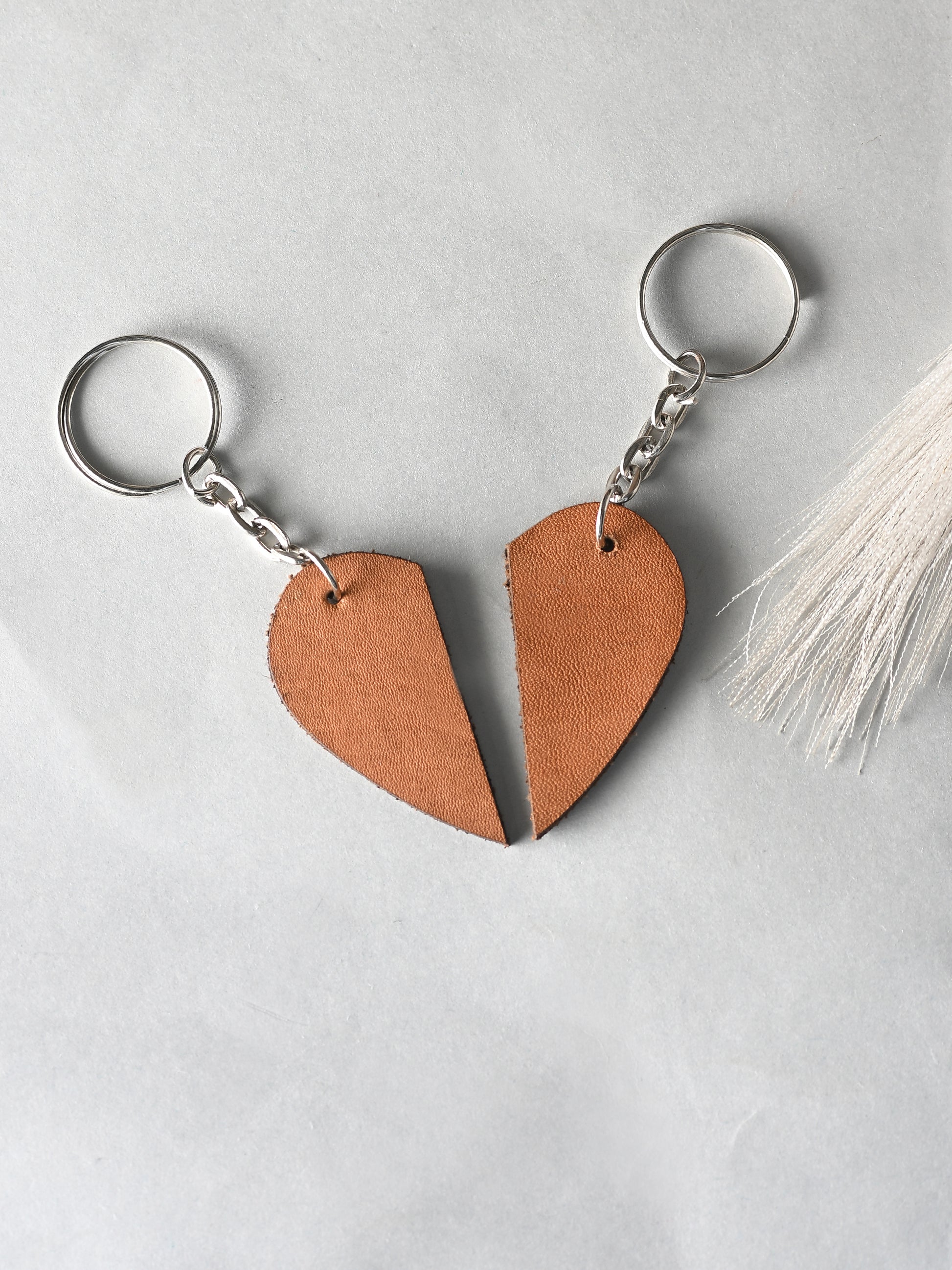 Split Heart Leather Keychain Set